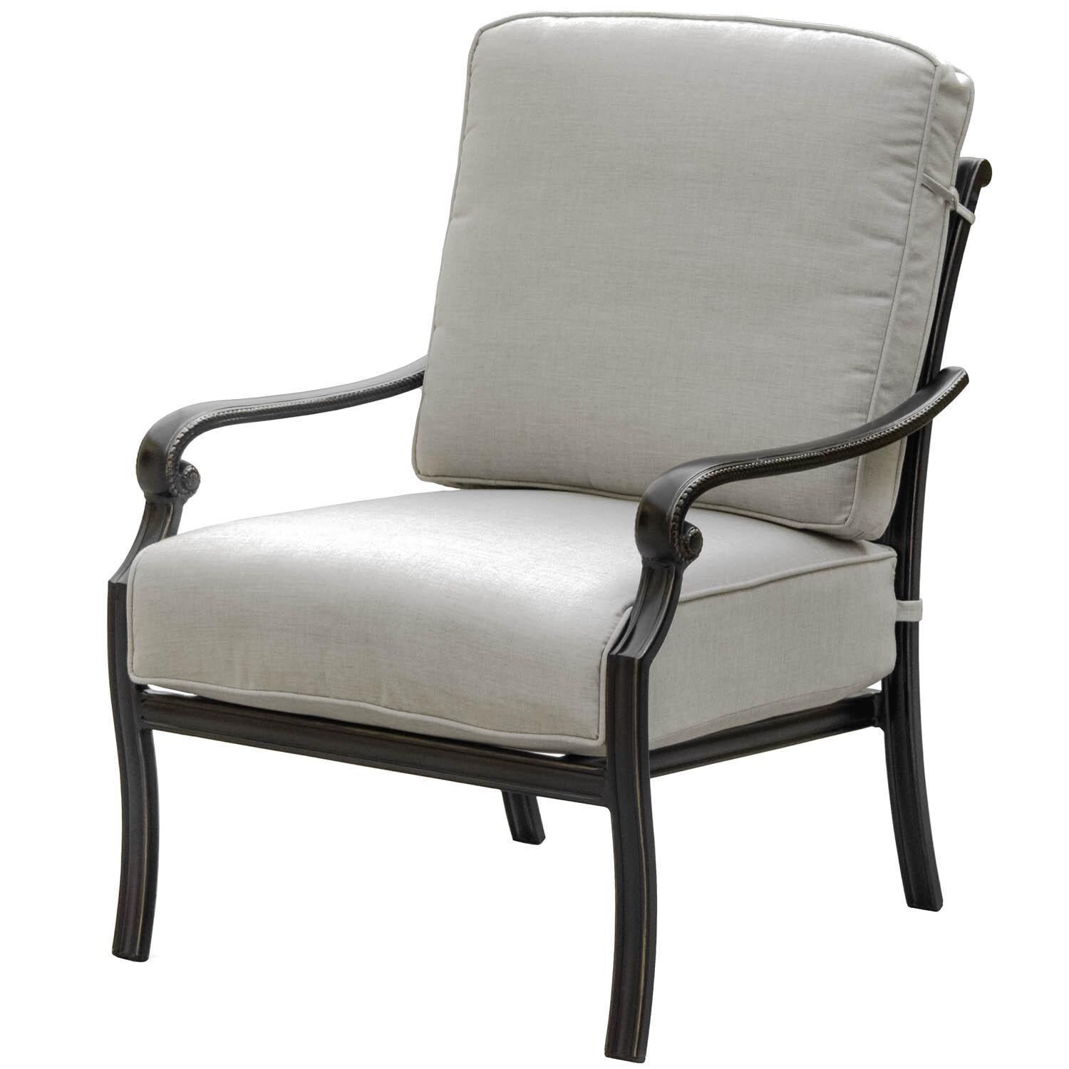 Du Monde Cast Aluminum Outdoor Club Chair W/ Sunbrella Cast Silver Cushions thumbnail