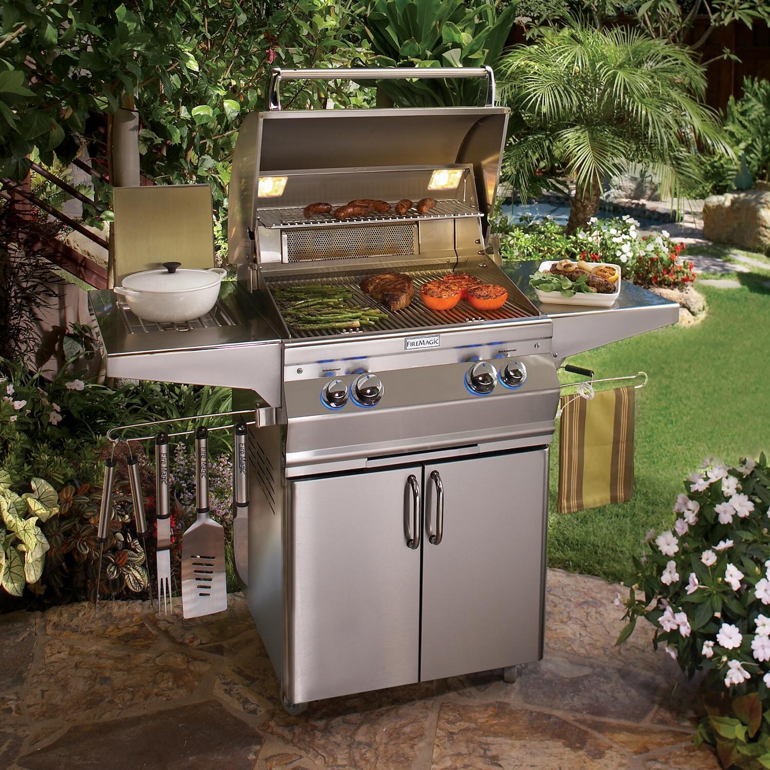 Fire Magic - A430S-7EAP-62 - Aurora 24-Inch Propane Gas Grill W/ Side Burner - Outside - Shown W/ Rotisserie Burner (Not Included) thumbnail
