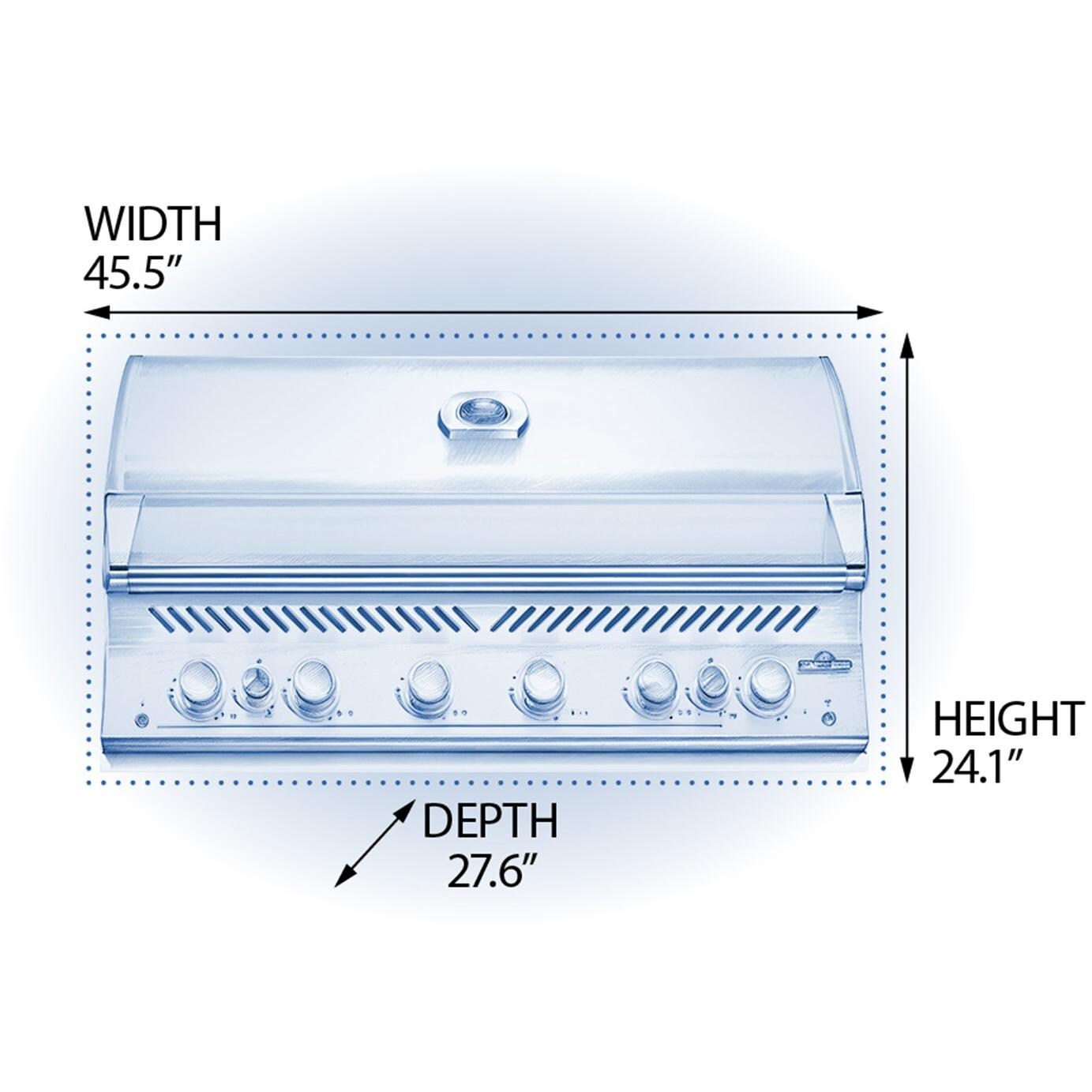 Napoleon BIG44RBNSS Built-In 700 Series 44-Inch Natural Gas Grill with Infrared Rear Burner & Rotisserie Kit - Dimensions - Diagram thumbnail