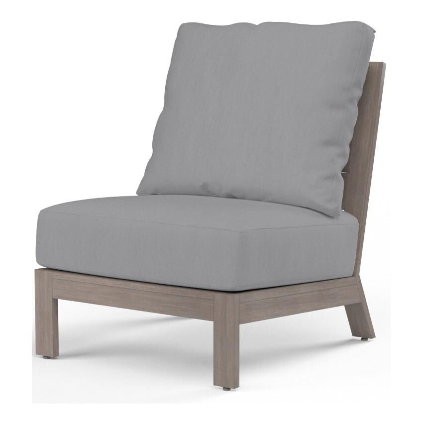 Laguna Aluminum Armless Club Chair w/ No Welt in Driftwood/Canvas Granite by Sunset West - White Background thumbnail