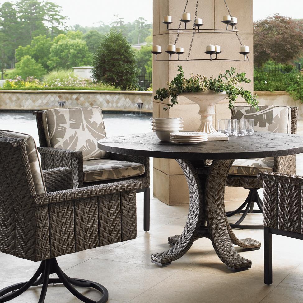 Tommy Bahama Blue Olive 4-Person Wicker Dining Set thumbnail