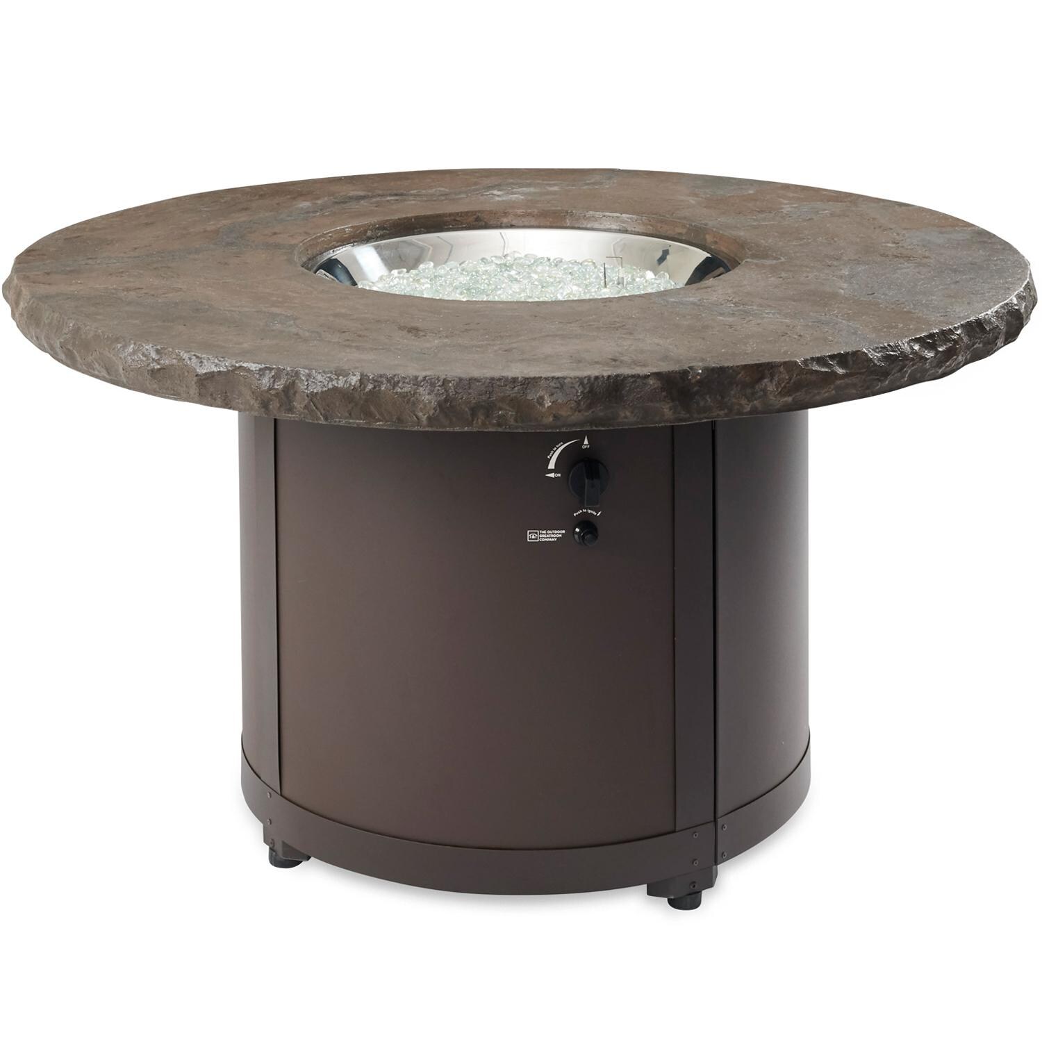 The Outdoor GreatRoom Company Beacon BC-20-MNB-NG 48-Inch Round Natural Gas Fire Pit Table with 20-Inch Crystal Fire Burner - Ships As Propane With Conversion Fittings - Marbleized Noche - Shown Without Burner Lit thumbnail