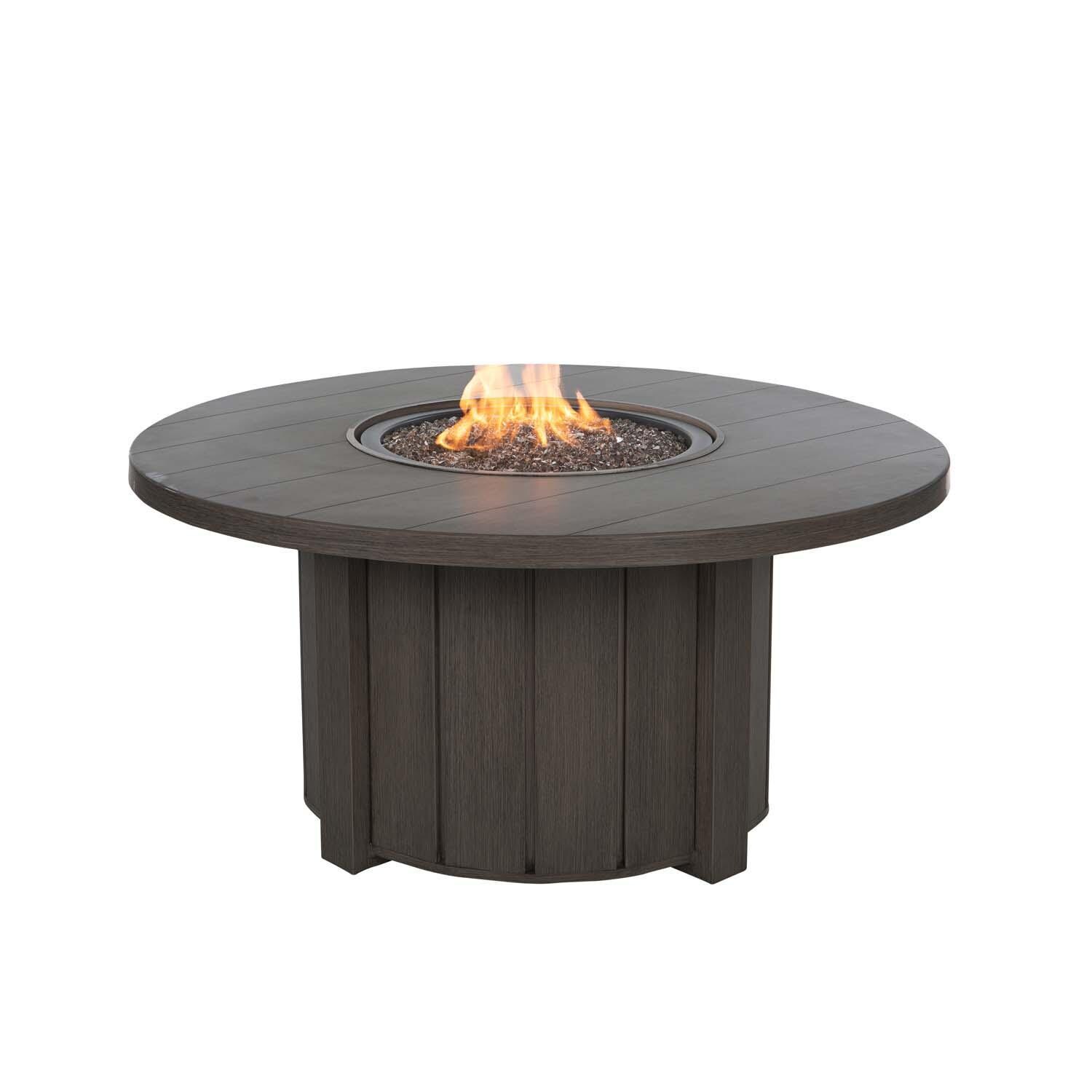 Trevi 50 Inch Round Aluminum Propane Fire Pit w/ Lid in Chestnut By Ebel - White Background thumbnail