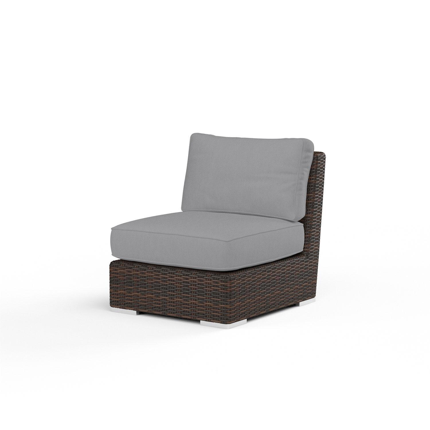 Montecito Wicker Patio Armless Club Chair in Canvas Granite w/ Self Welt By Sunset West - Display - White Background thumbnail
