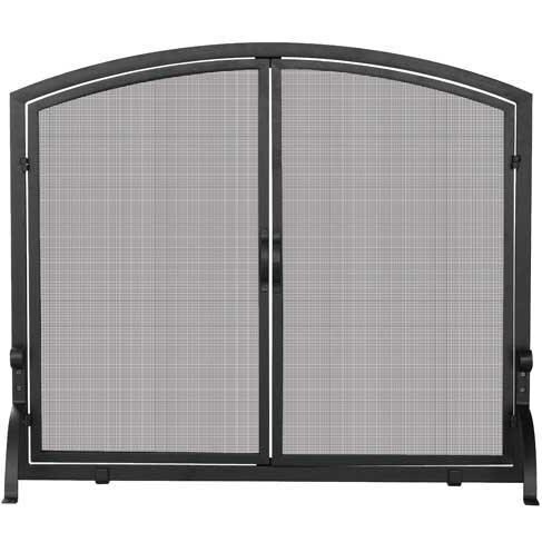 UniFlame 44-Inch Black Wrought Iron Fireplace Screen With Doors - S-1064