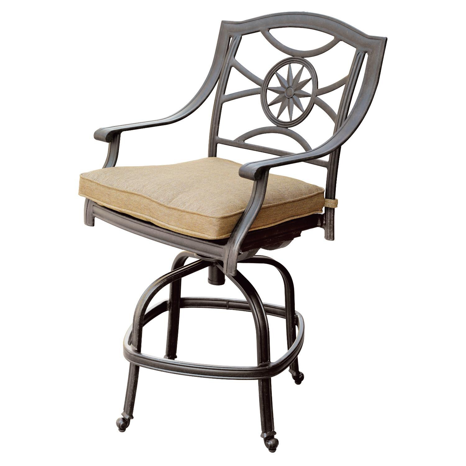 Ten Star Cast Aluminum Patio Counter Height Swivel Bar Stool W/ Sesame Cushion By Darlee thumbnail