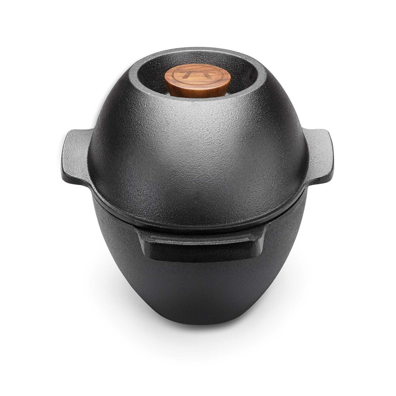 Outset  76495 Cast Iron Mussel/Seafood Pot - Side View - White Background thumbnail