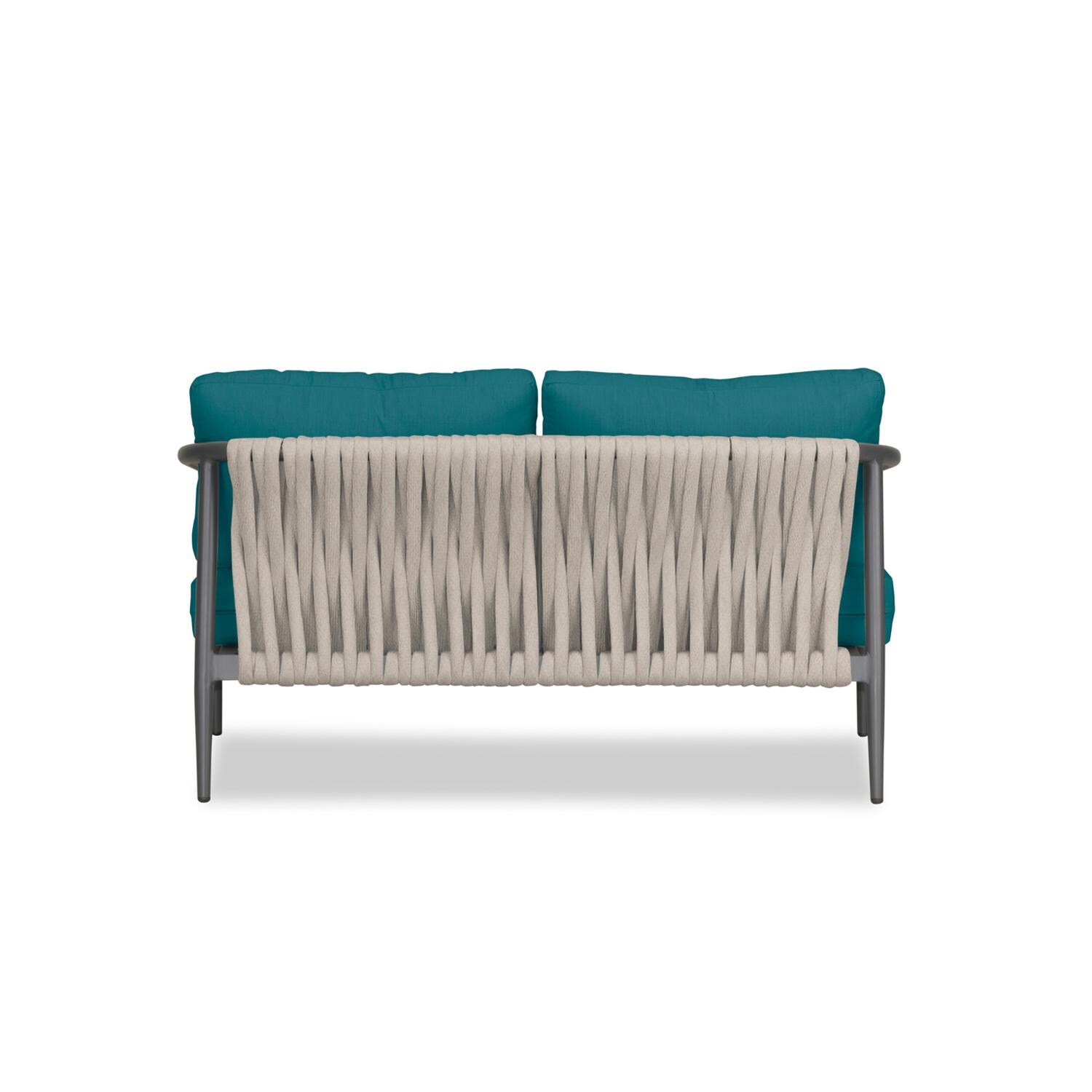 Lakeview Midnight Cove 2 Person Aluminum Loveseat in Slate/Pebble Gray/Spectrum Peacock - Back - White Background thumbnail
