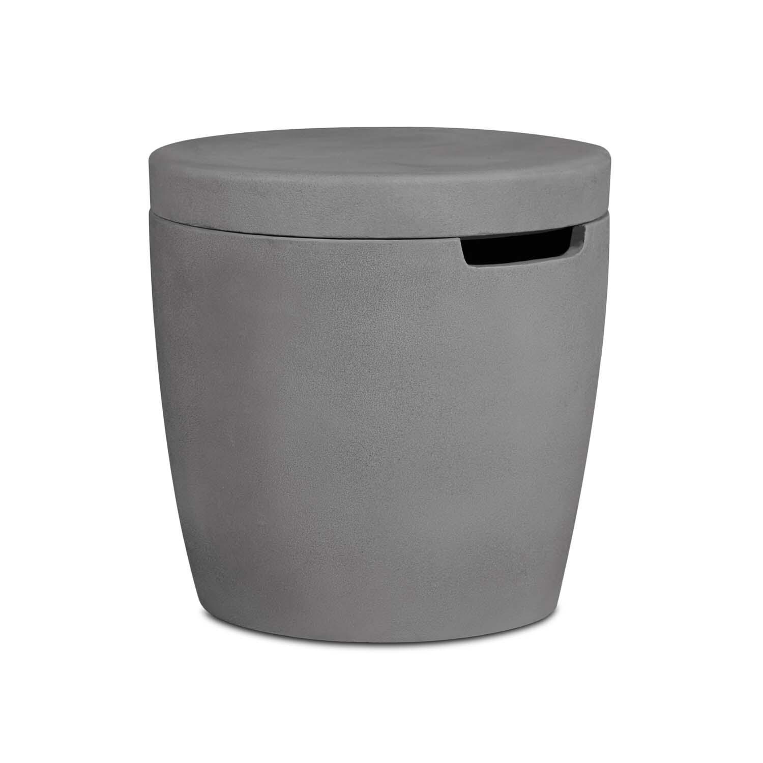 Dustyview 20-in Round Concrete Propane Tank Cover & Side Table in Ash by BBQGuys Signature - White Background thumbnail