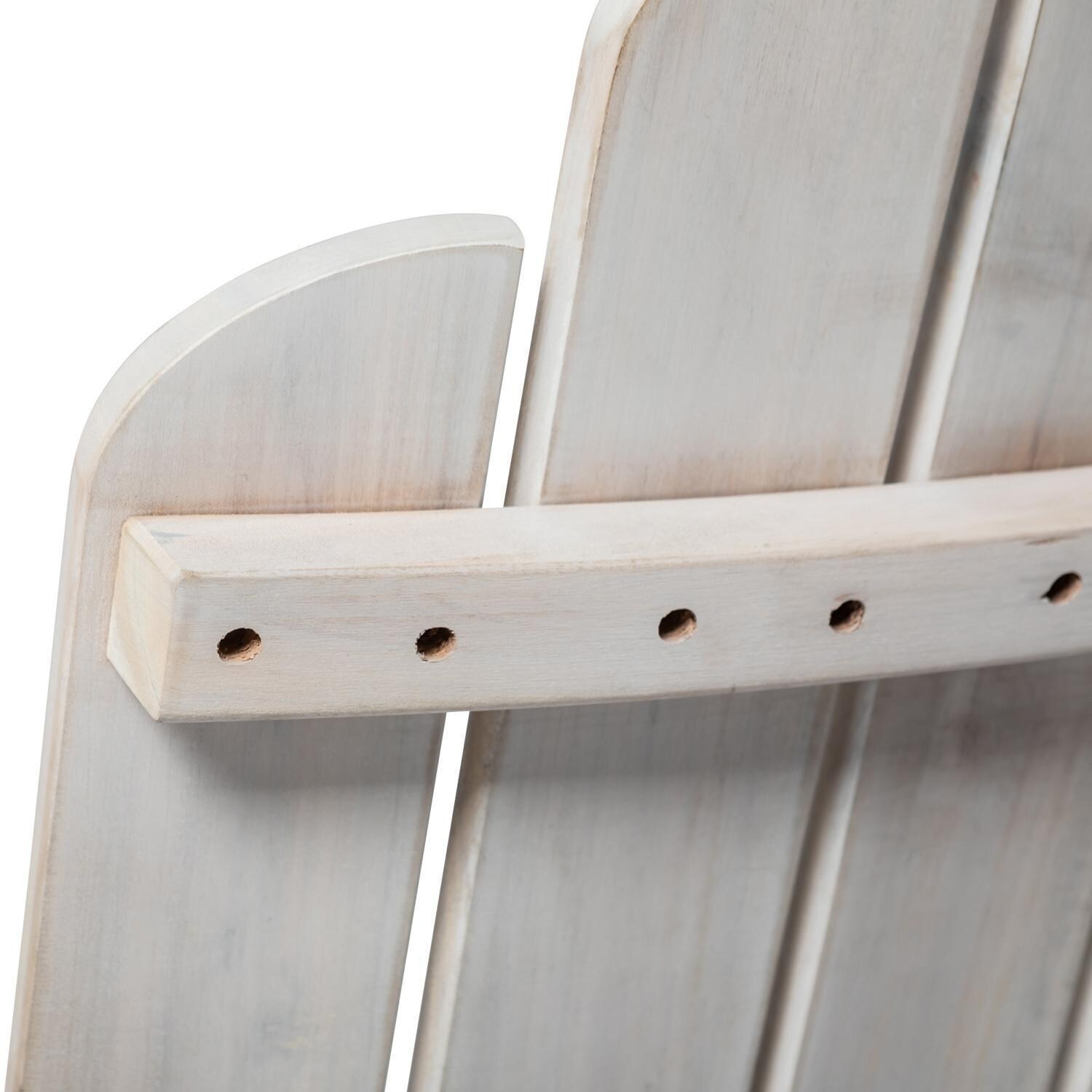 Ultimate Patio Folding Acacia Patio Adirondack Chair W/ Wine Glass Holder - White Wash - Backrest Detail thumbnail