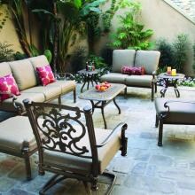 Darlee Santa Barbara 8 Piece Cast Aluminum Patio Conversation Seating Set - Mocha image