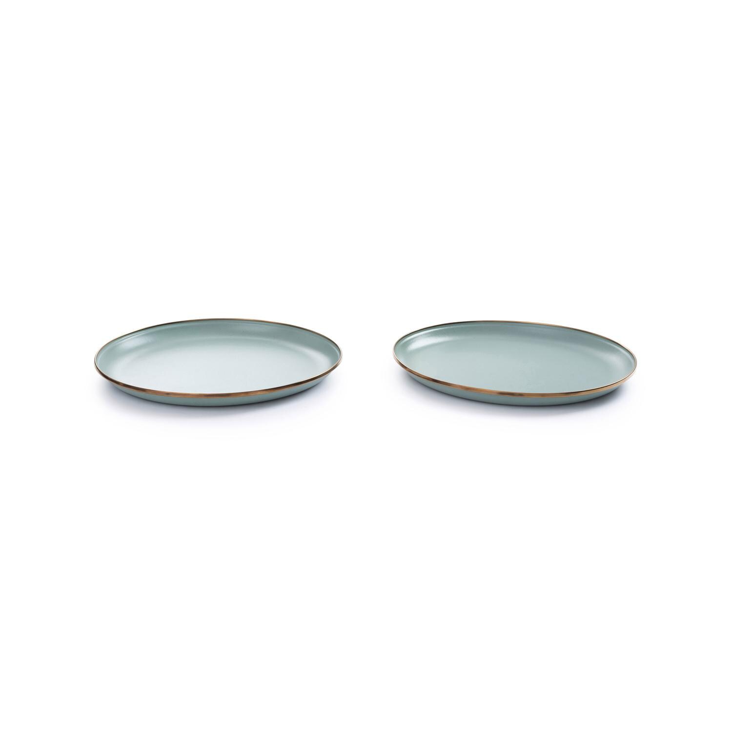 Barebones Living CKW-426 Enamel Deep Plate Set - Set of 2 - Mint thumbnail
