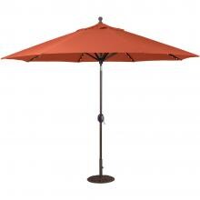 Galtech 11 Ft. Lighted Octagonal Aluminum Patio Market Umbrella W/ Crank Lift And Auto Tilt - Antique Bronze Frame W/ Sunbrella Canvas Brick Canopy