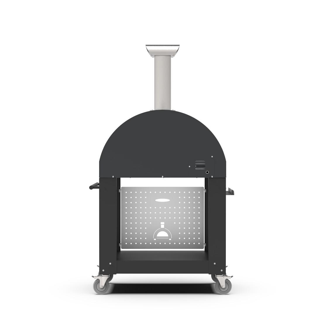 Alfa FXCL-2P-GGRA-U + BF-2P-NER Classico 2 Pizze Propane Pizza Oven W/ Natural Gas Conversion Kit and Oven Base - Ardesia Grey - Back thumbnail