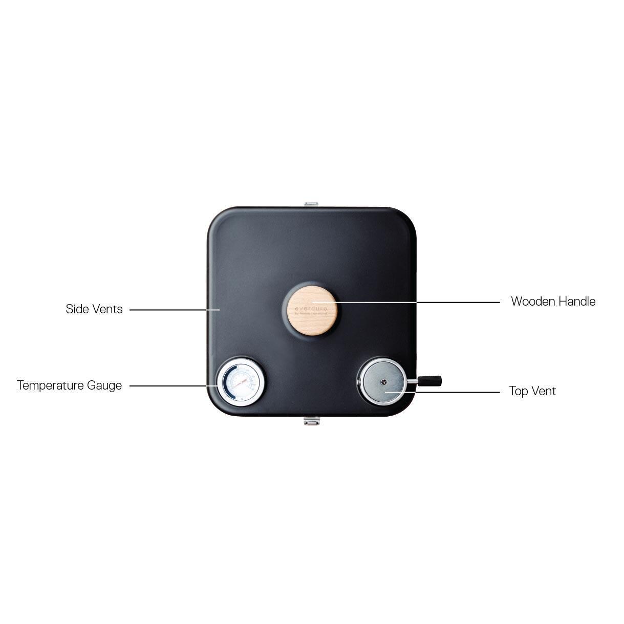 Everdure HBCUBEHOODB CUBE Roasting Hood - Exploded Parts - White Background thumbnail