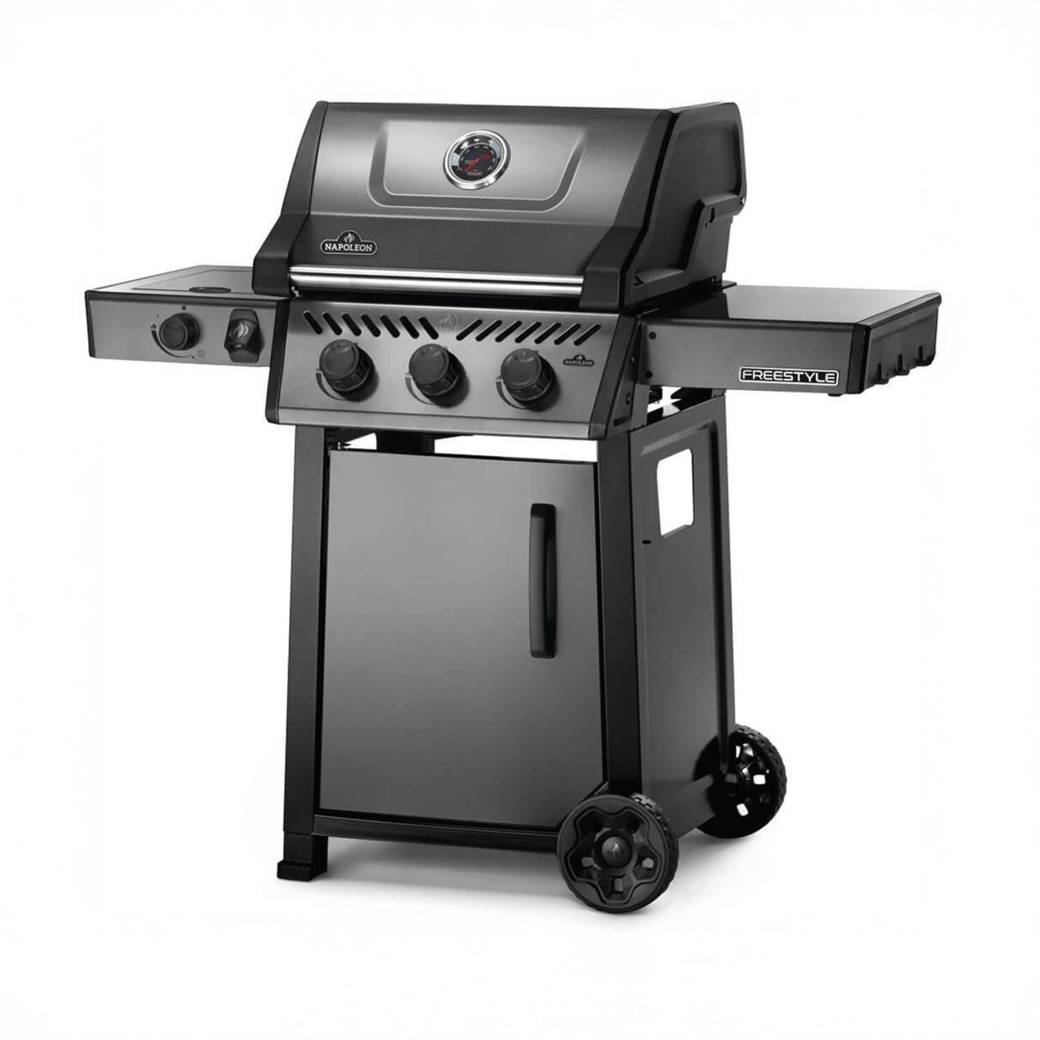 Napoleon F365DSBPGT-ECP Freestyle 365 3 Burner Propane Gas Grill w/ Range Side Burner - Graphite Grey - Angled - White Background thumbnail
