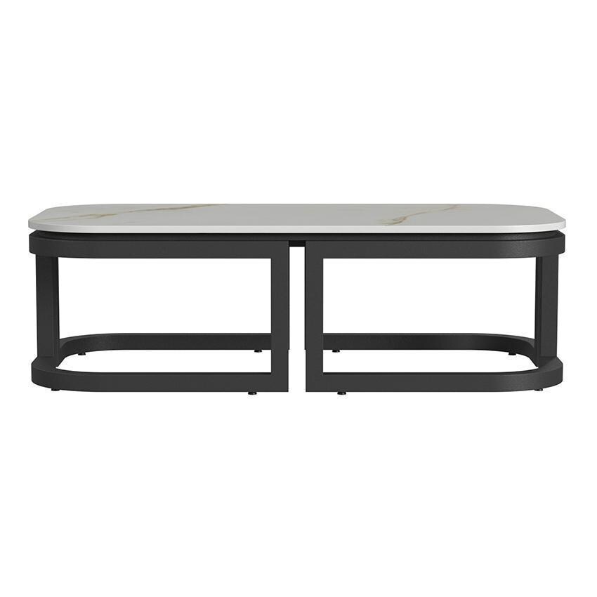 Malibu 6 Pc Aluminum Seating Set By Sunset West - Coffee Table - Rear View - White Background thumbnail