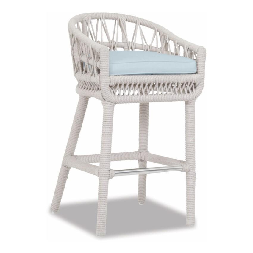 Dana Woven Rope Bar Stool w/ Self Welt in Natural/Canvas Skyline by Sunset West - White Background thumbnail