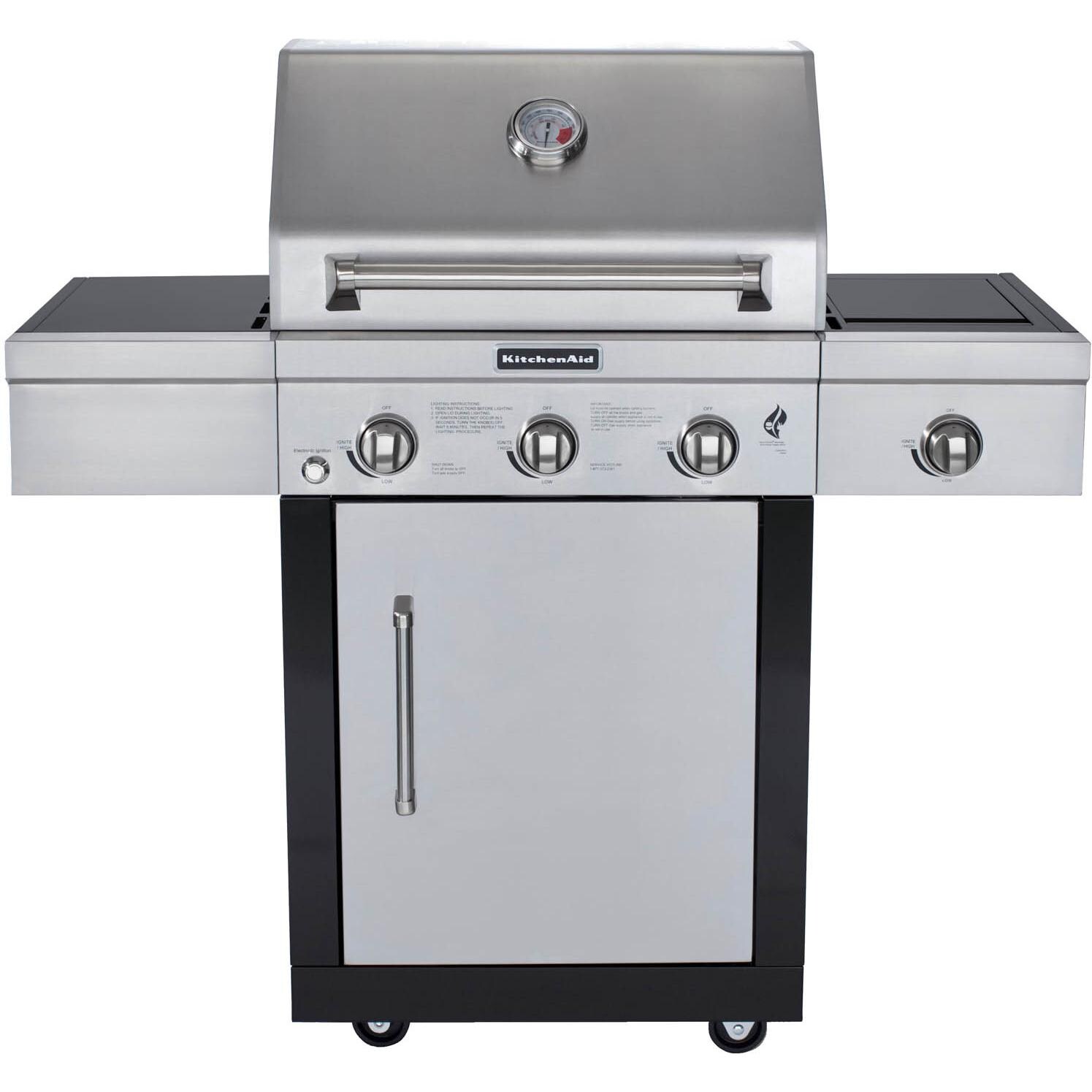 KitchenAid 25Inch Natural Gas Grill On Cart With Side Burner BBQGuys