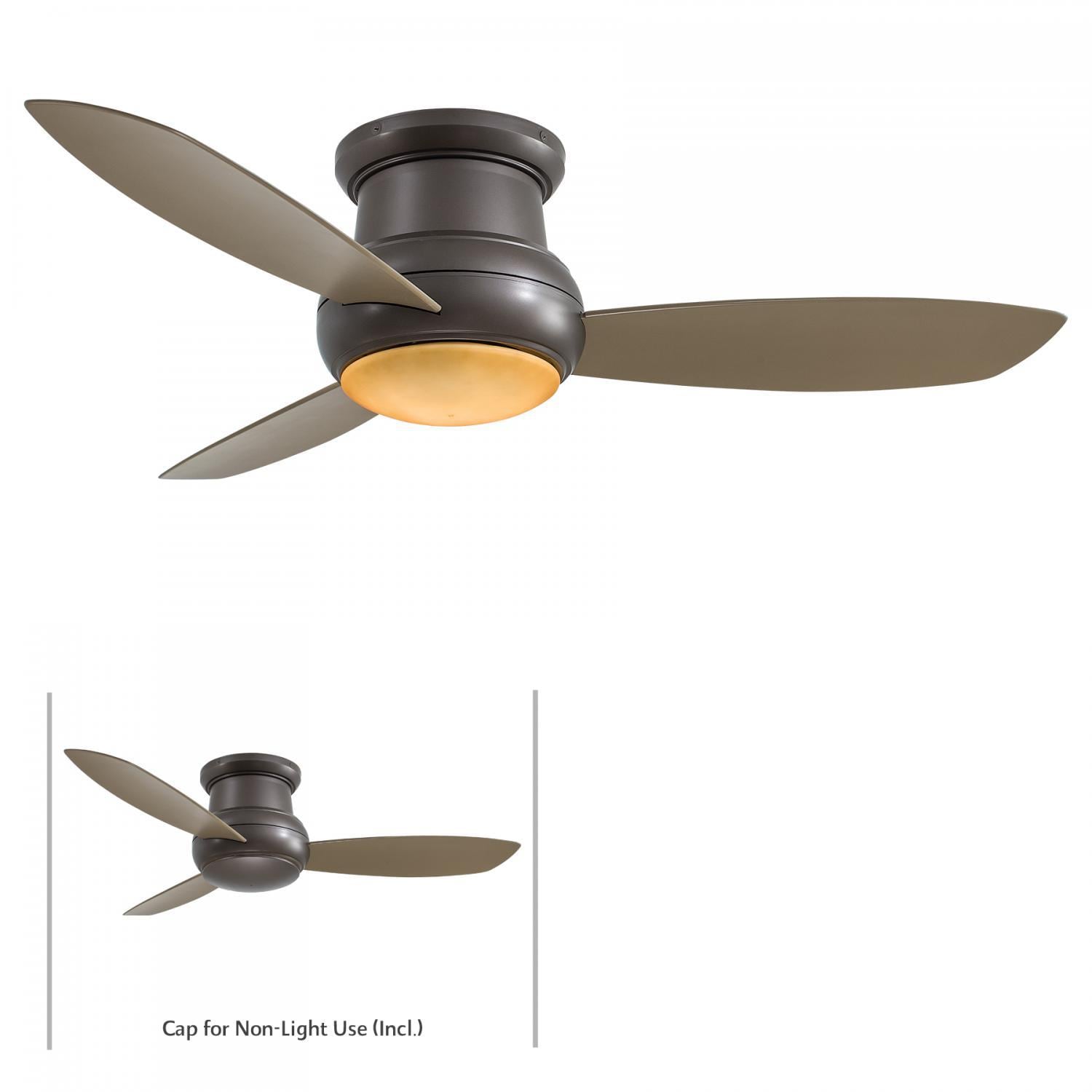 Minka-Aire Concept II Wet 52-Inch 3-Concave Blade LED Ceiling Fan in Oil Rubbed Bronze Finish W/ Taupe Blades & Pietra Glass - F474L-ORB