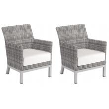 Argento 2 Piece Wicker Patio Club Chair Set W/ Eggshell White Cushions By Oxford Garden image