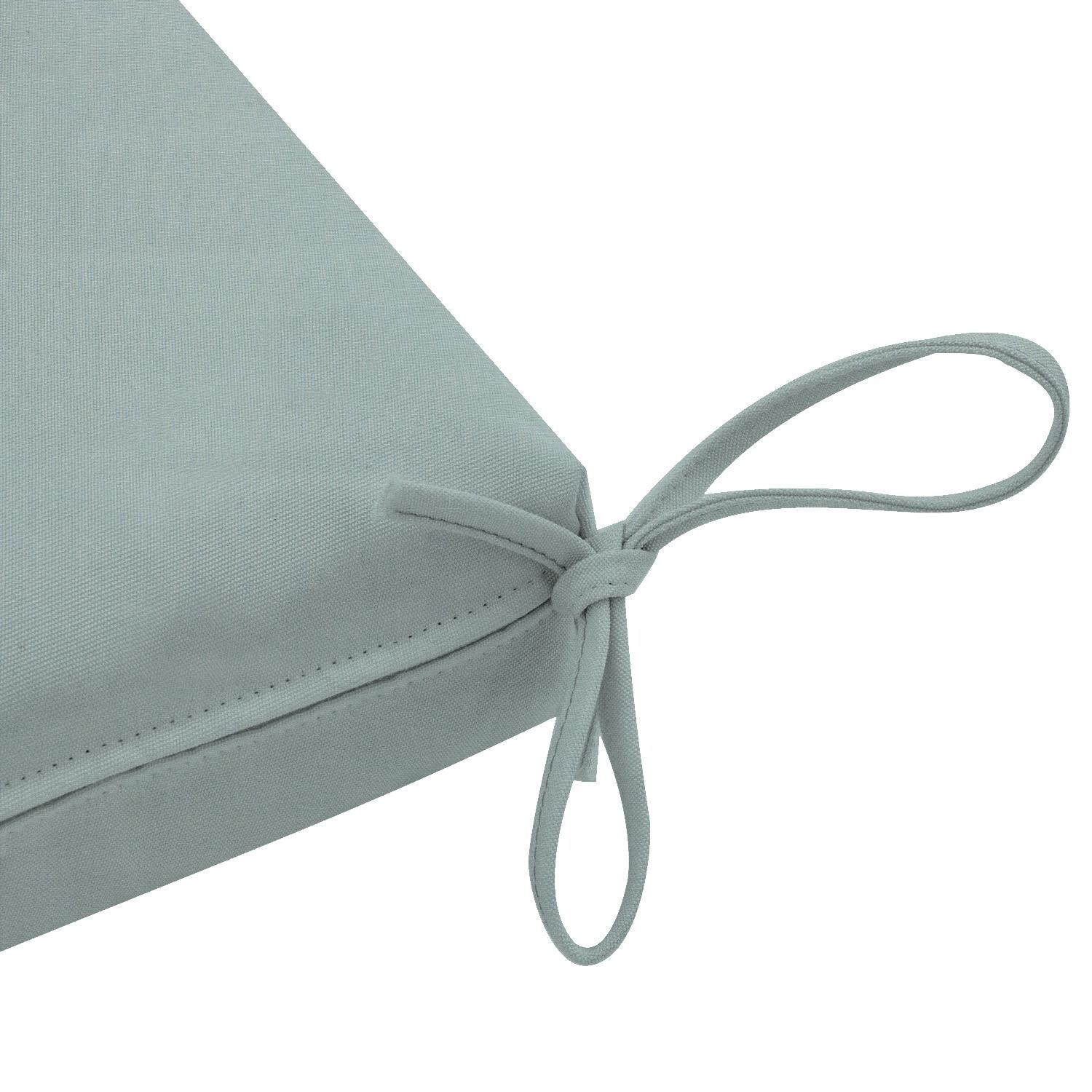 Sunbrella Canvas Spa Medium Outdoor Replacement Bench Cushion W/ Knife Edge By UltimatePatio.com - Tie Detail thumbnail