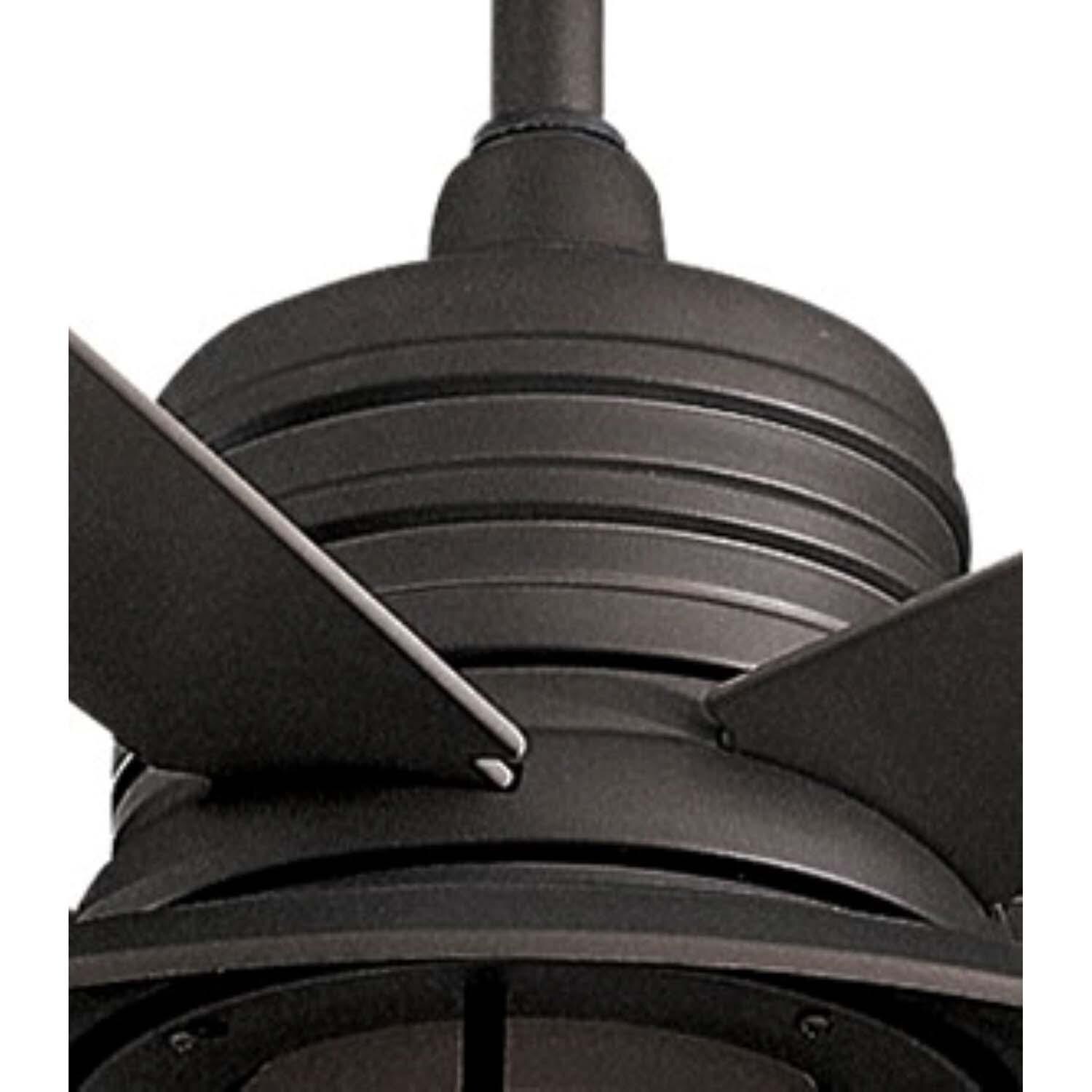 Minka-Aire F582L-ORB Rainman 54-Inch 5-Blade LED Ceiling Fan in Oil Rubbed Bronze Finish w/ Taupe Blades, Integrated Light, & Vintage Amber Glass - Closeup thumbnail