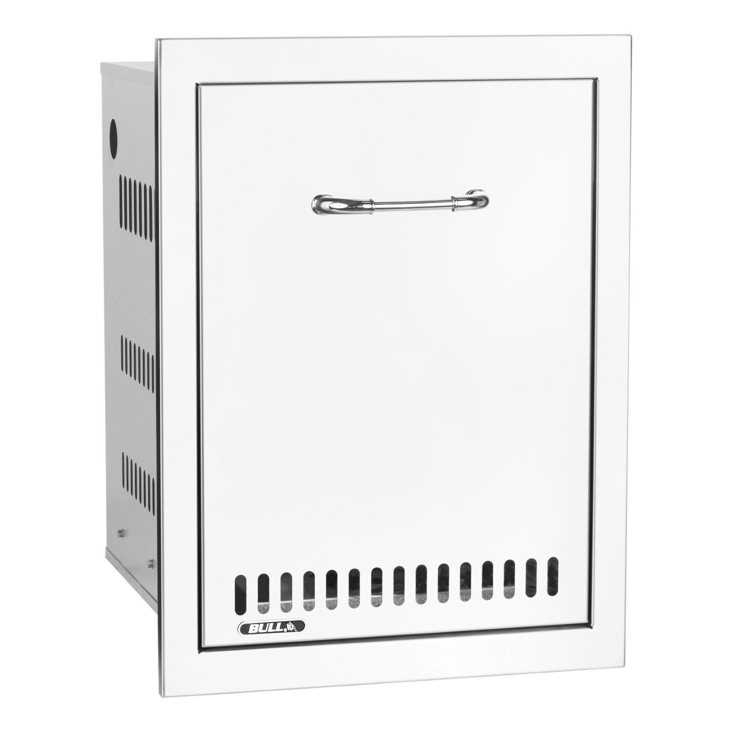 Bull 56830 16-Inch Roll-Out Stainless Steel Trash / Propane Tank Drawer W/ Reveal - Right Facing - White Background thumbnail