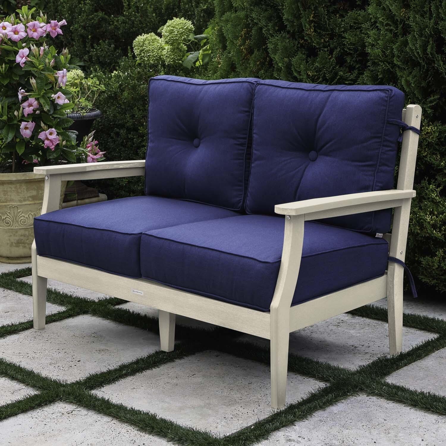 Blushing Bay 2 Person Recycled Plastic Loveseat in Spectrum Indigo/Whitewash by Lakeview Outdoor Designs - Right Angled - Lifestyle thumbnail