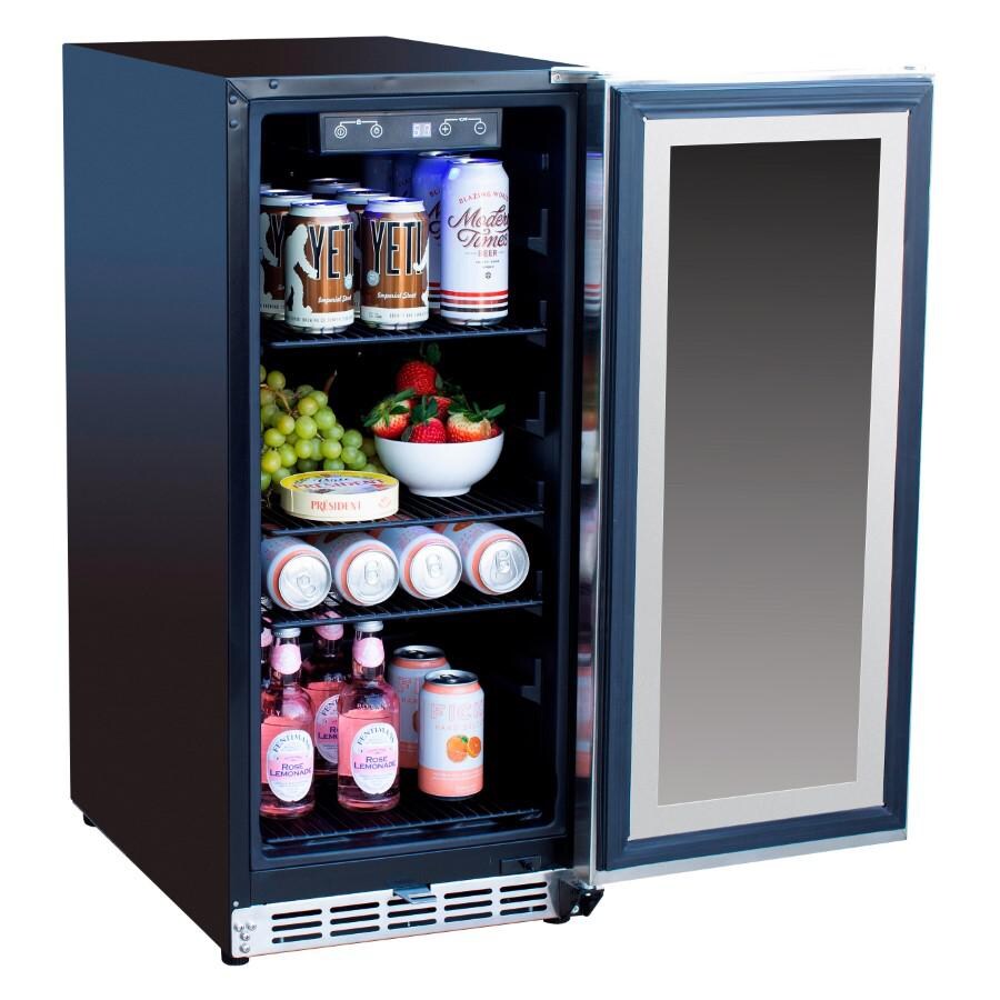 American Made Grills AMG-RFR-15G 15-Inch Outdoor Rated Fridge w/Glass Door - Open Full Front View thumbnail