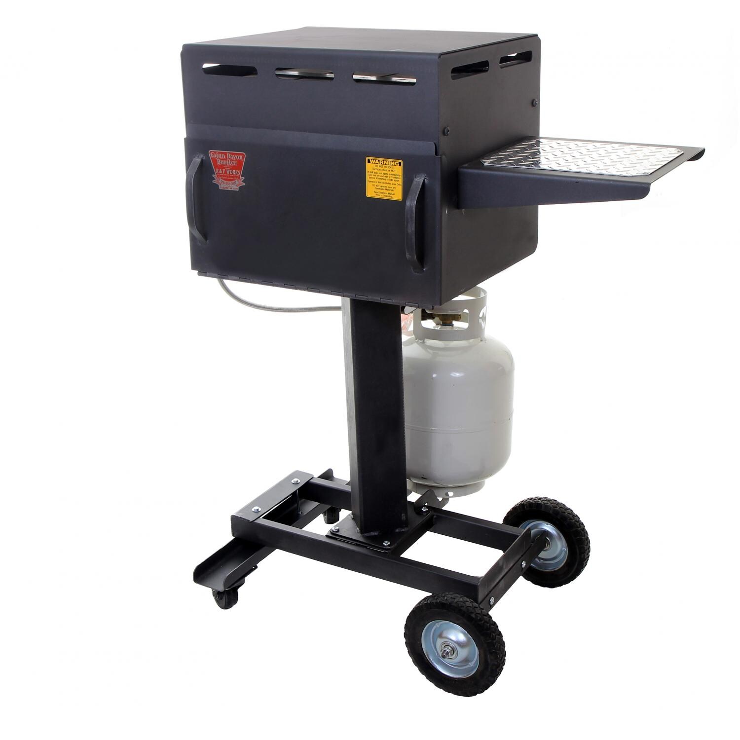 Cajun Bayou Broiler 20-Inch Propane Gas Broiler On Cart - Angled View thumbnail