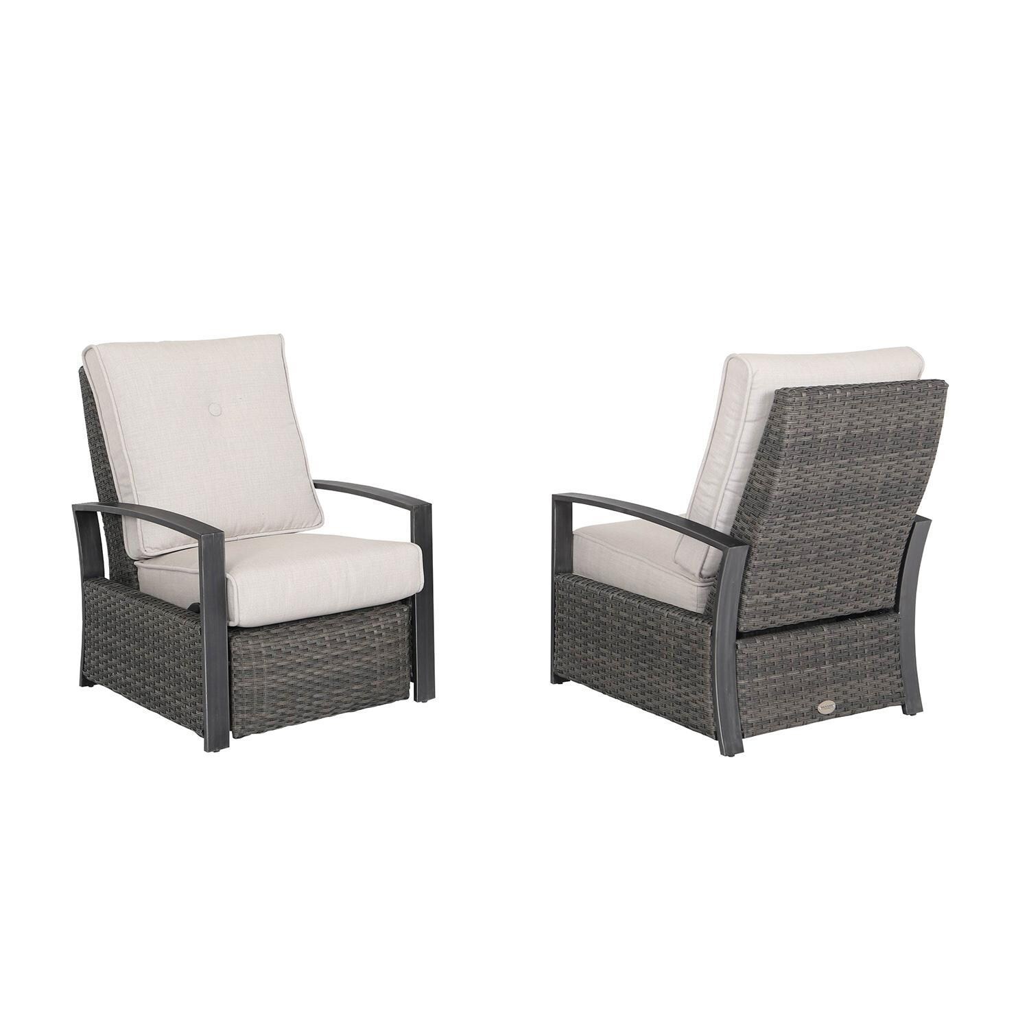 Lakeview Outdoor Designs Catahoula 3 Piece Wicker & Aluminum Patio Conversation Set - Patio Reclining Chairs - Upright thumbnail