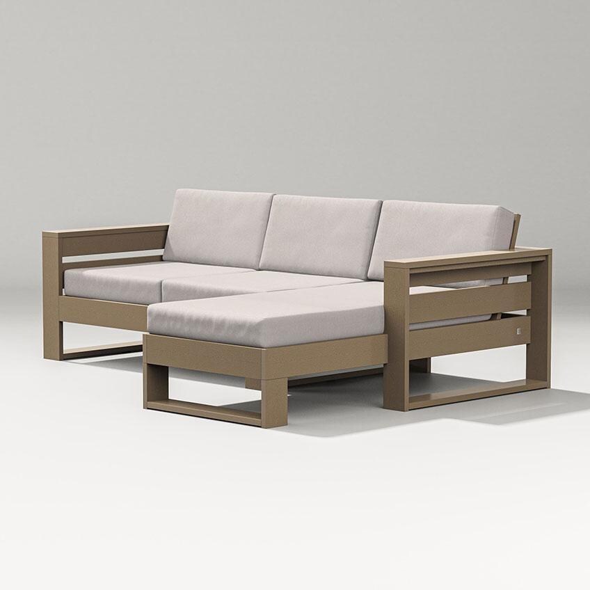 Latitude 3 Person Sectional Sofa w/ Right Chaise in Vintage Sahara/Dune Burlap By PW Designer Series - Display - White Background thumbnail