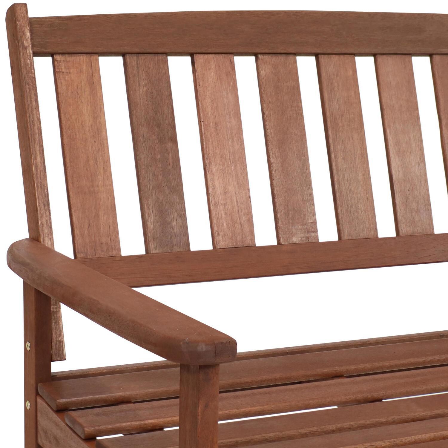Ultimate Patio 49-Inch Meranti Wood 2-Seat Bench W/ Teak Oil Finish - Close-Up thumbnail