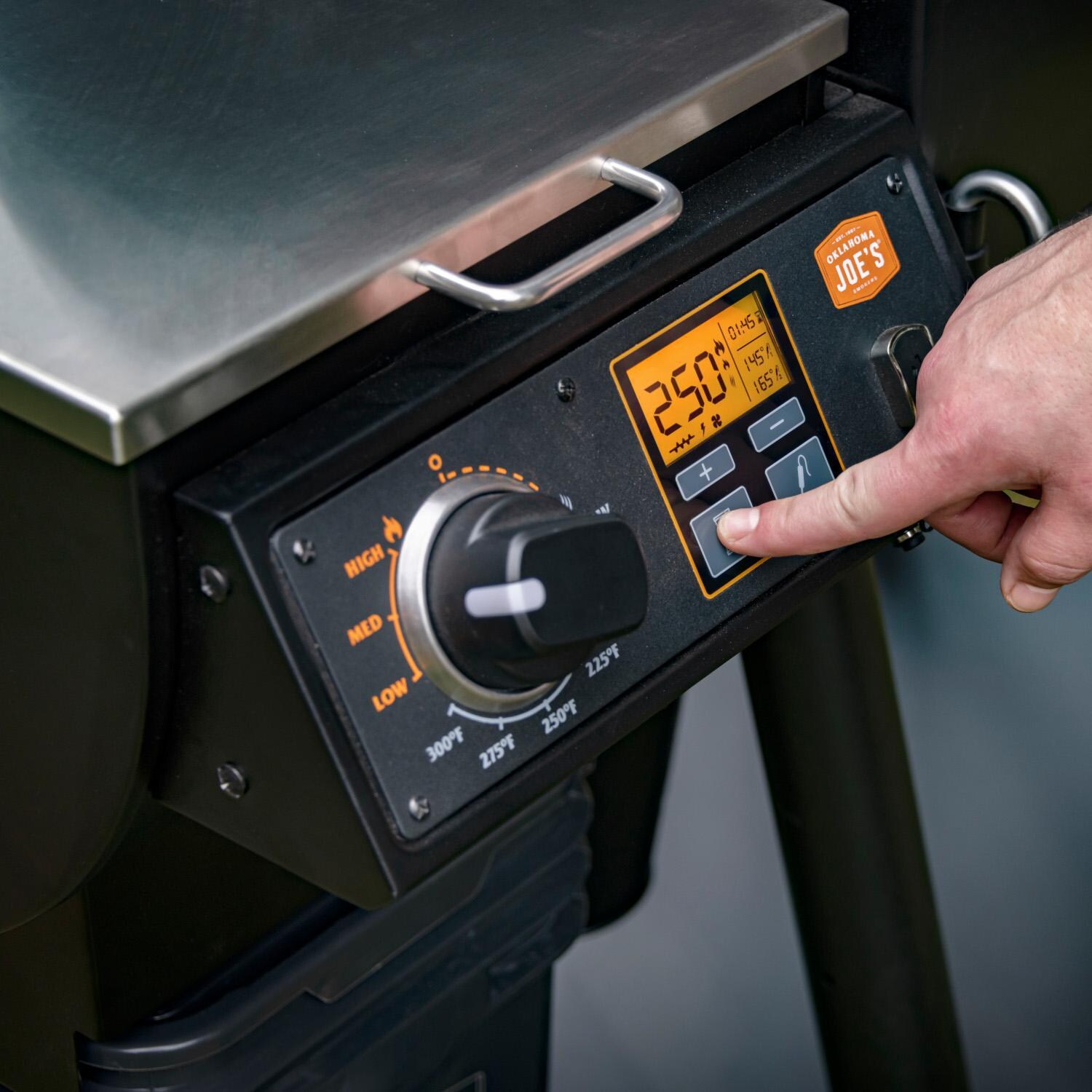 Oklahoma Joe's 21202125 Anthem Series Rider DLX Limited Pellet Grill - Control In Use thumbnail