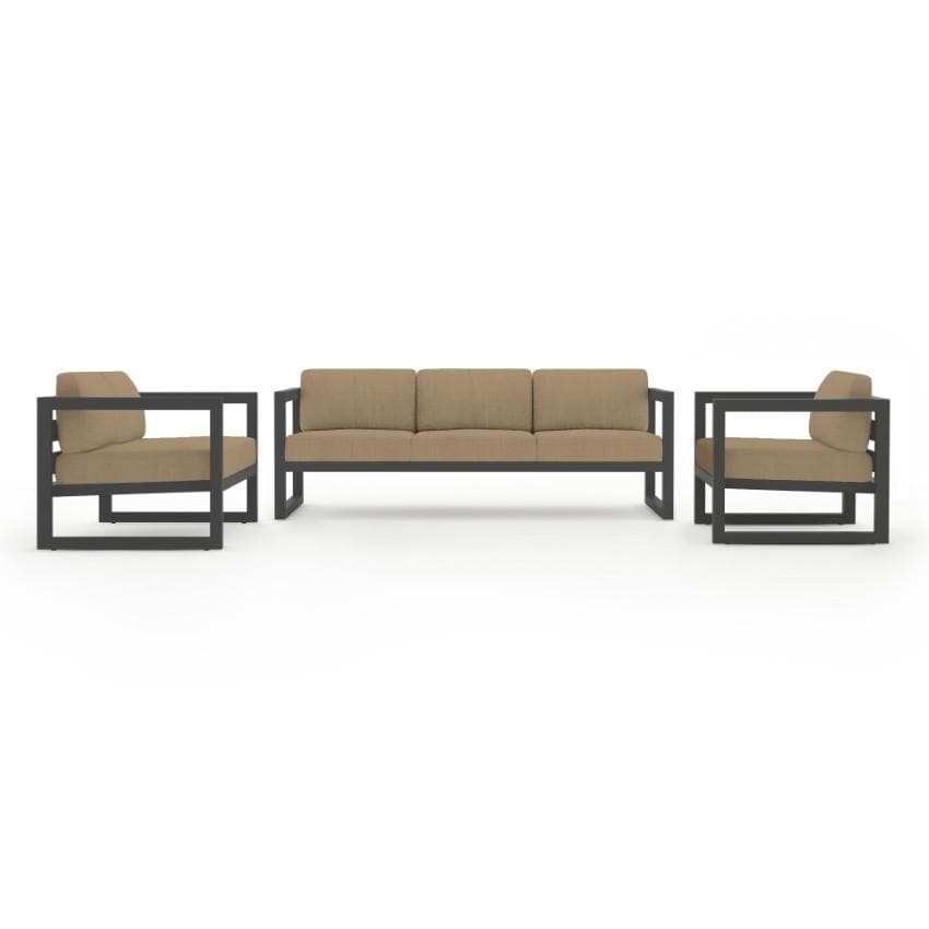 Misty Cove 3 Piece Seating Set in Slate w/Sofa & Heather Beige Cushions by Lakeview - Side View - White Background thumbnail