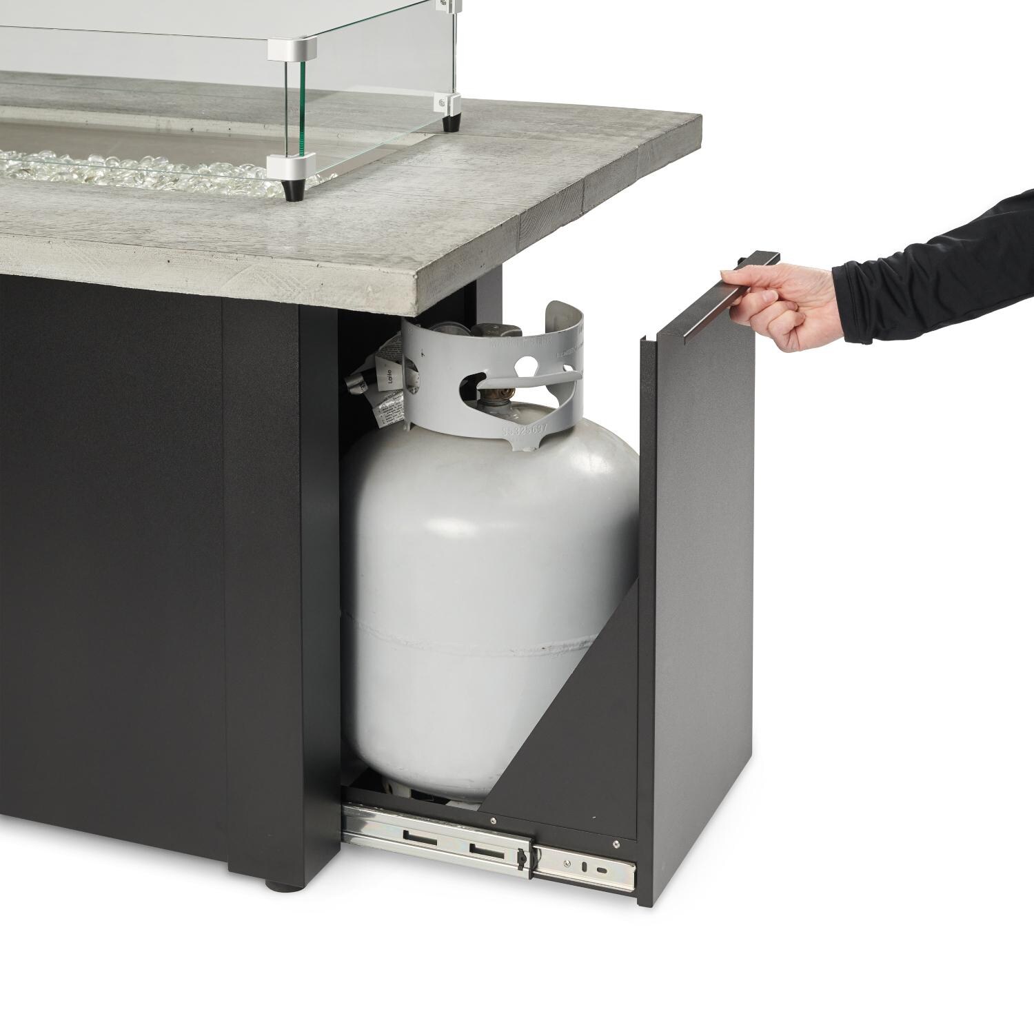 The Outdoor GreatRoom Company CR-1242-B-K Cedar Ridge 61-Inch Rectangular Propane Gas Fire Table w/ 42-Inch Crystal Fire Plus Burner - Tank Storage thumbnail