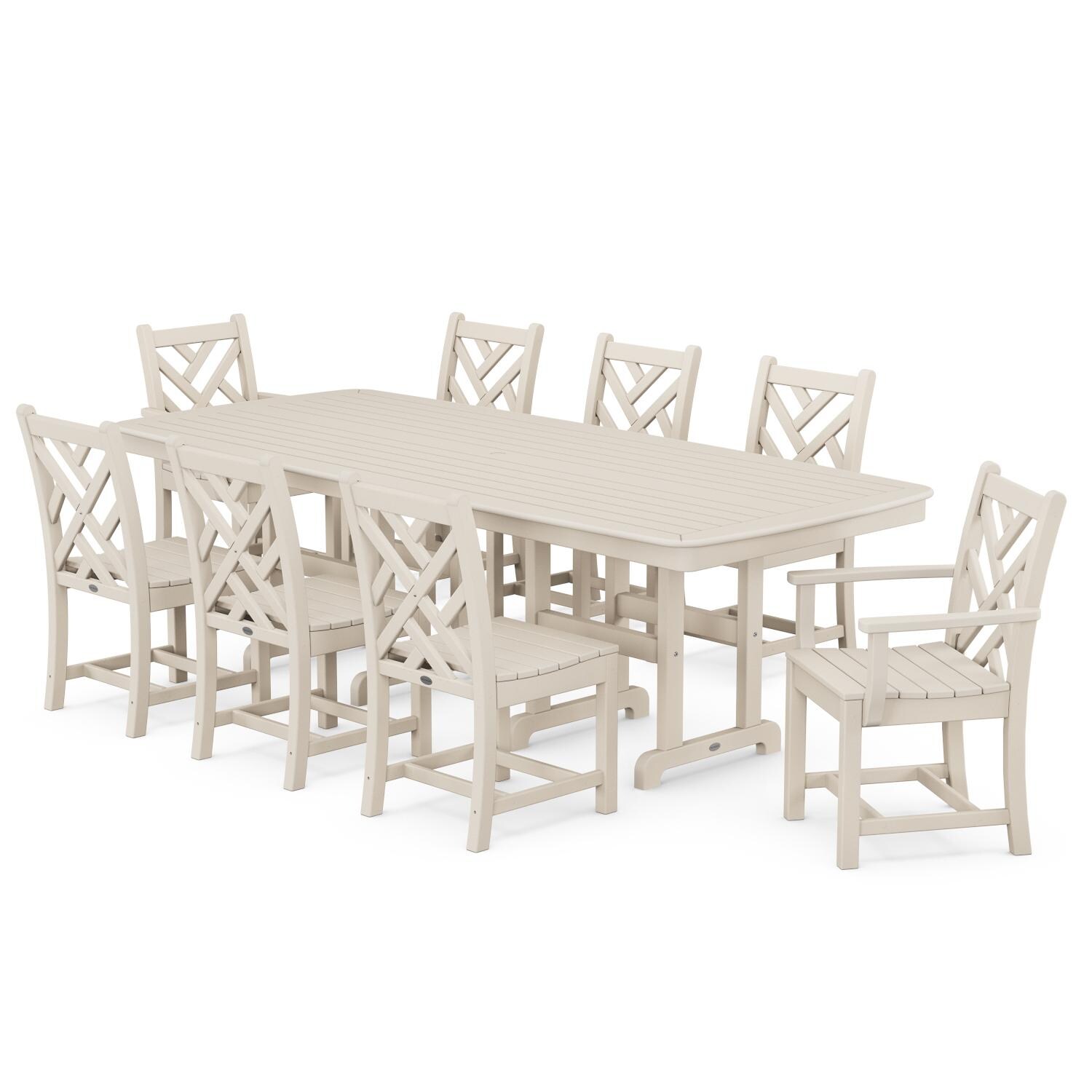 POLYWOOD Chippendale 9-Piece Dining Set - Sand