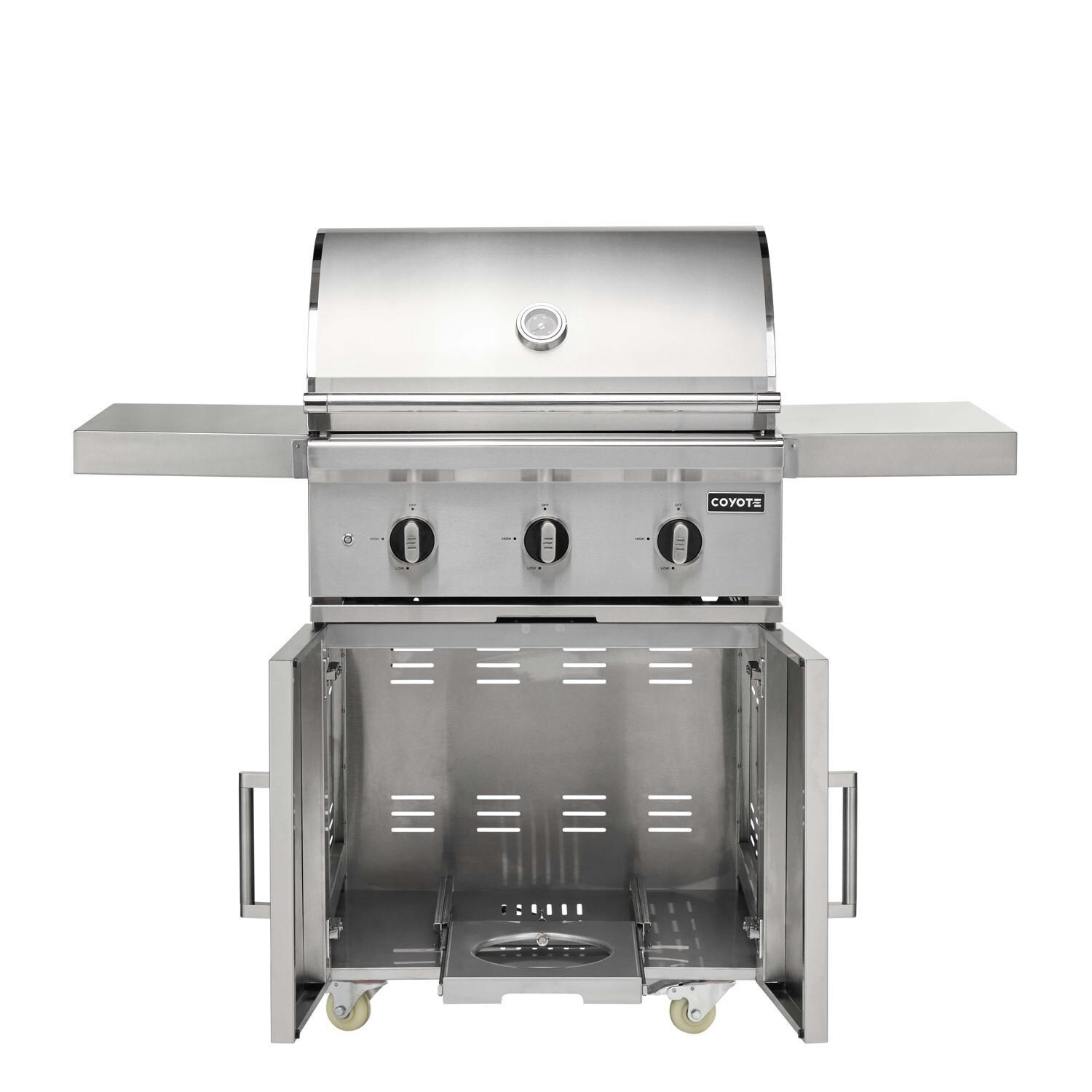 Coyote Outdoor Living 30 Inch C-Series Freestanding Propane Grill - Cart Open - White Background