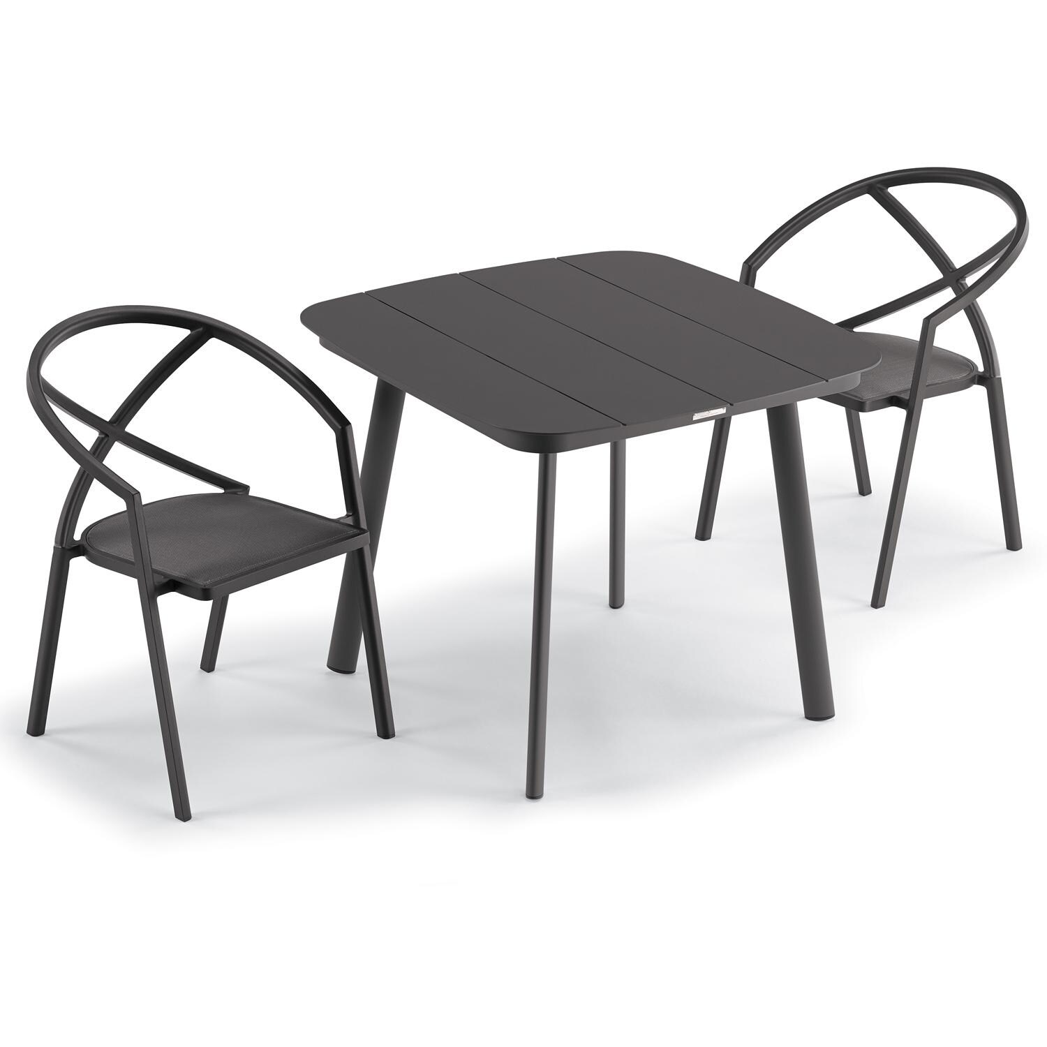 Oxford Garden Azal 3 Pc Aluminum Dining Set in Carbon - Top View thumbnail