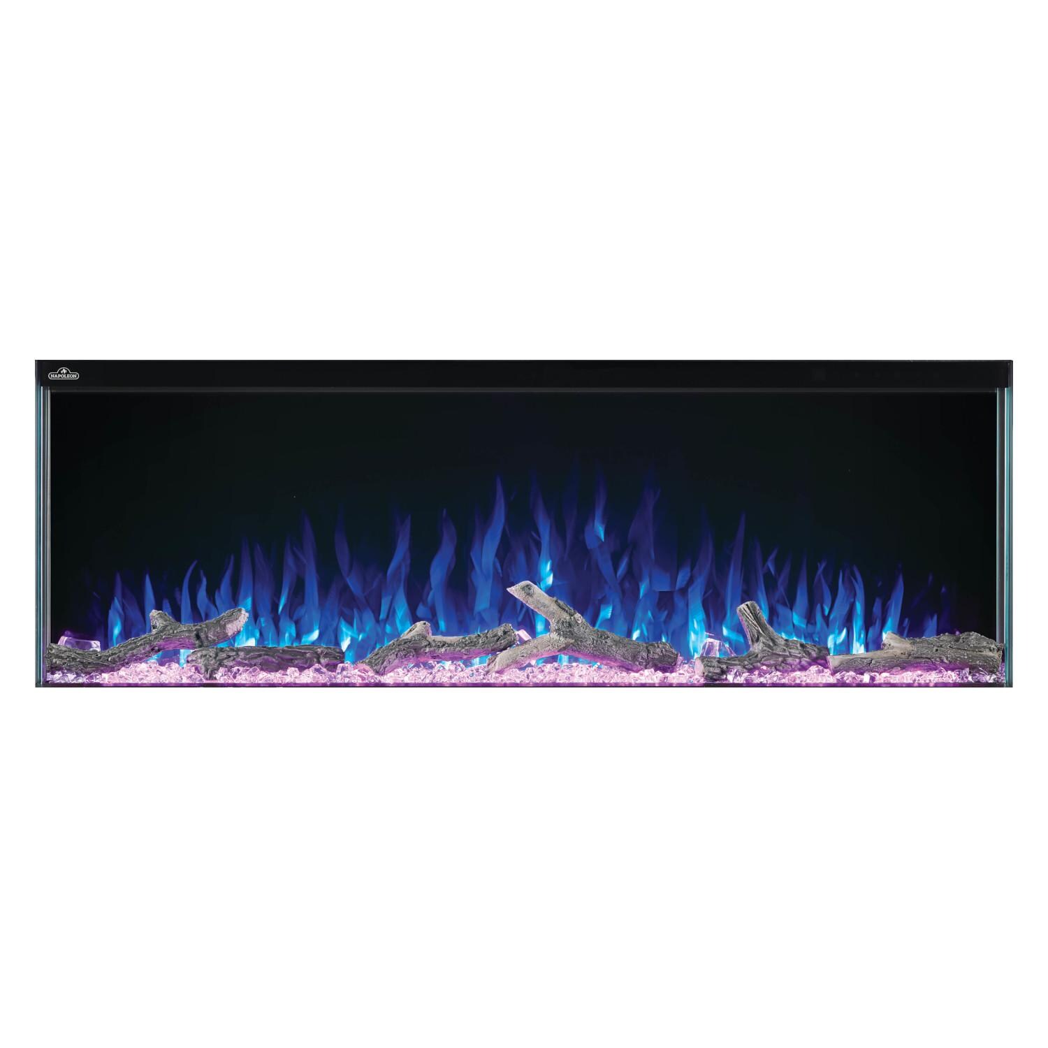 Napoleon NEFB50H-3SV 50-Inch Trivista 3-Sided Built-In Electric Fireplace - Blue Flames with Fuchsia Ember Bed thumbnail