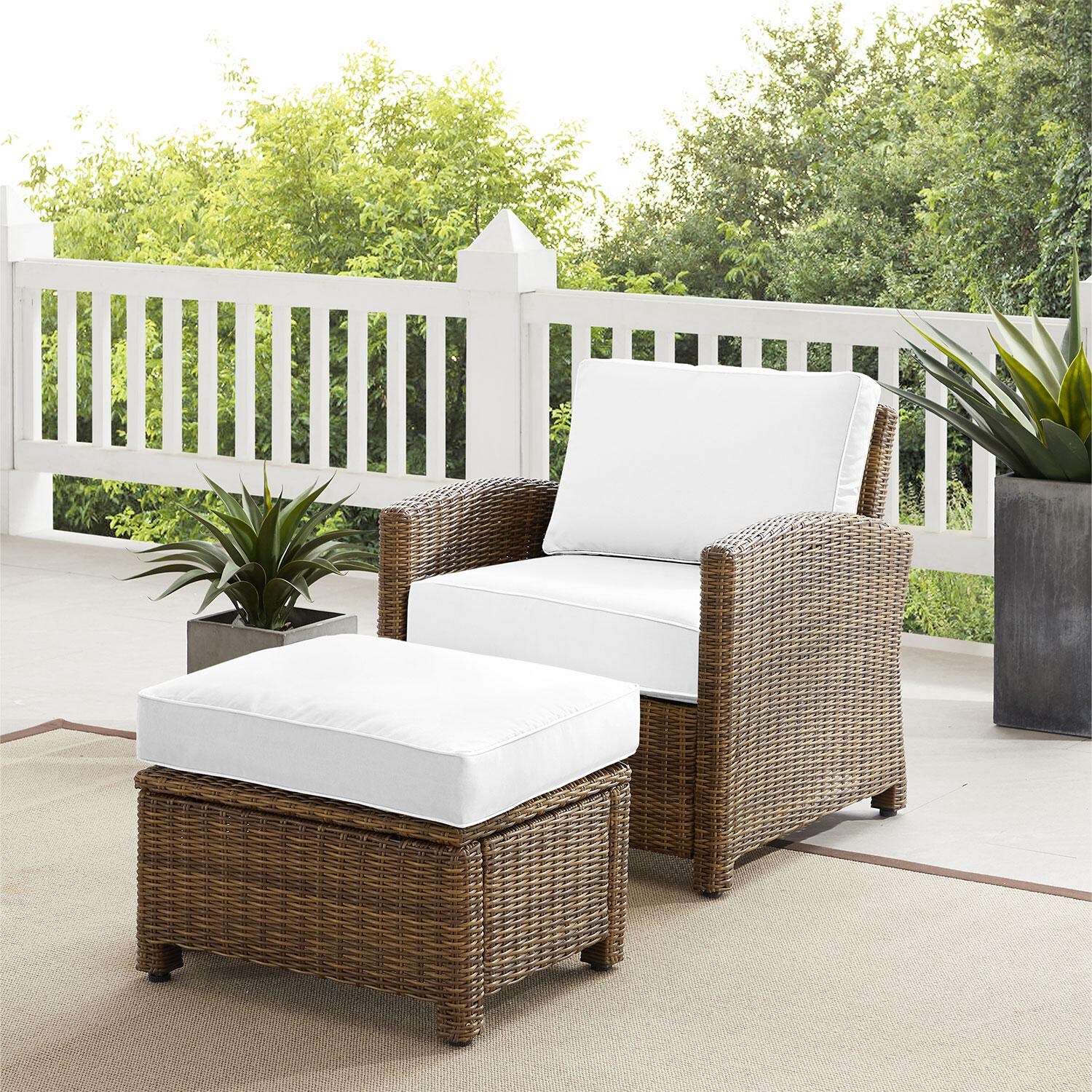 Ultimate Patio UP-92414WB-WH 2Pc Wicker Outdoor Chair Set - Sunbrella - On Patio - Lifestyle thumbnail