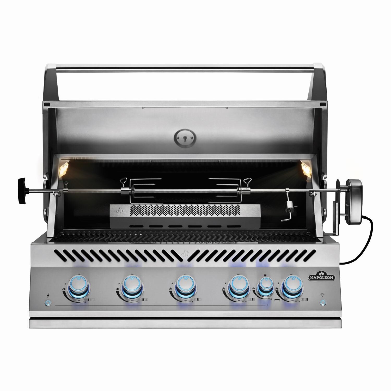 Napoleon BIG38RBNSS-1 Natural Gas Grill - Straight Open With Rotisserie - White Background