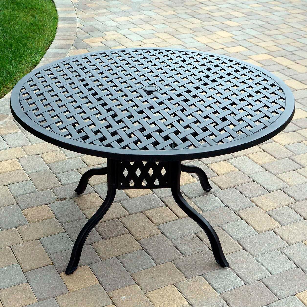 Nassau 5 Pc Cast Aluminum Dining Set w/ Sky Blue Cushions in Antique Bronze By Darlee - Table - Lifestyle thumbnail