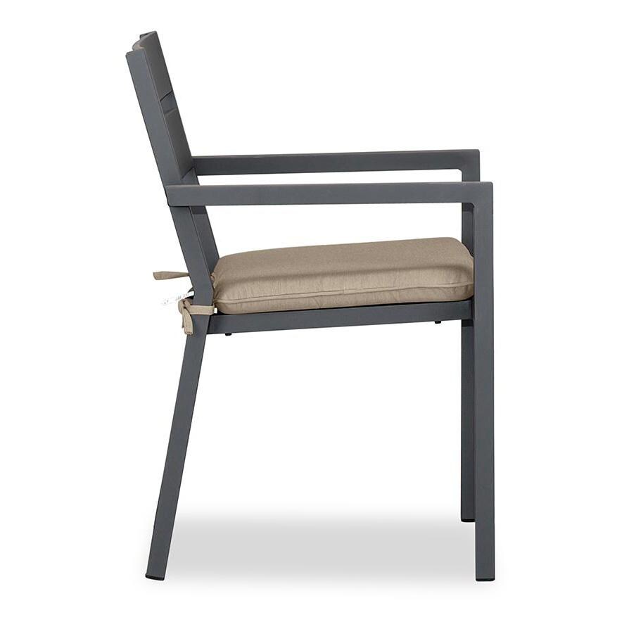 Calm Bay Aluminum Dining Arm Chair in Slate/Heather Beige by Lakeview Outdoor Designs - Side - White Background thumbnail