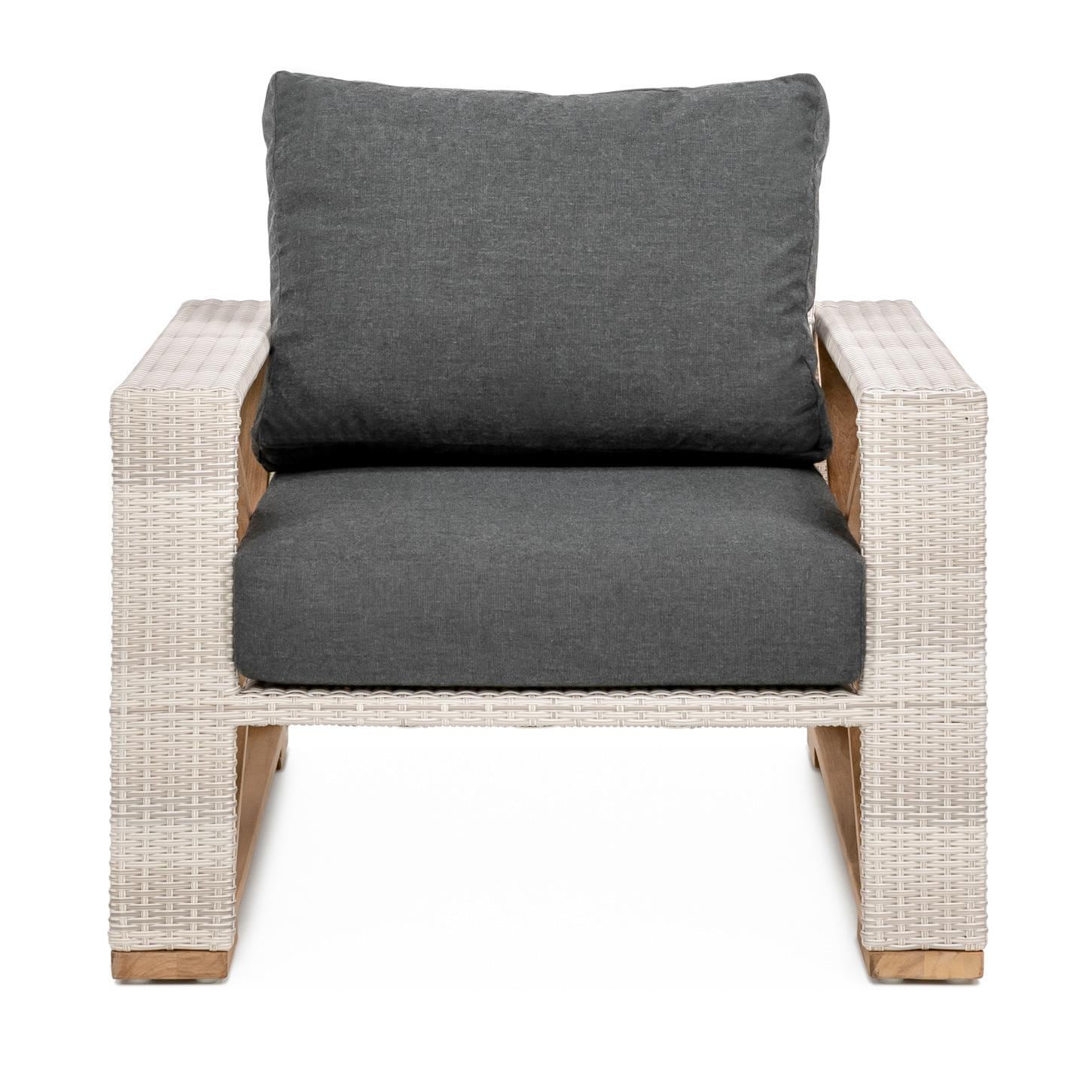 Teak + Table Caicos 4 Piece Lounge Set in Carbon - Club Chair Front - White Background thumbnail