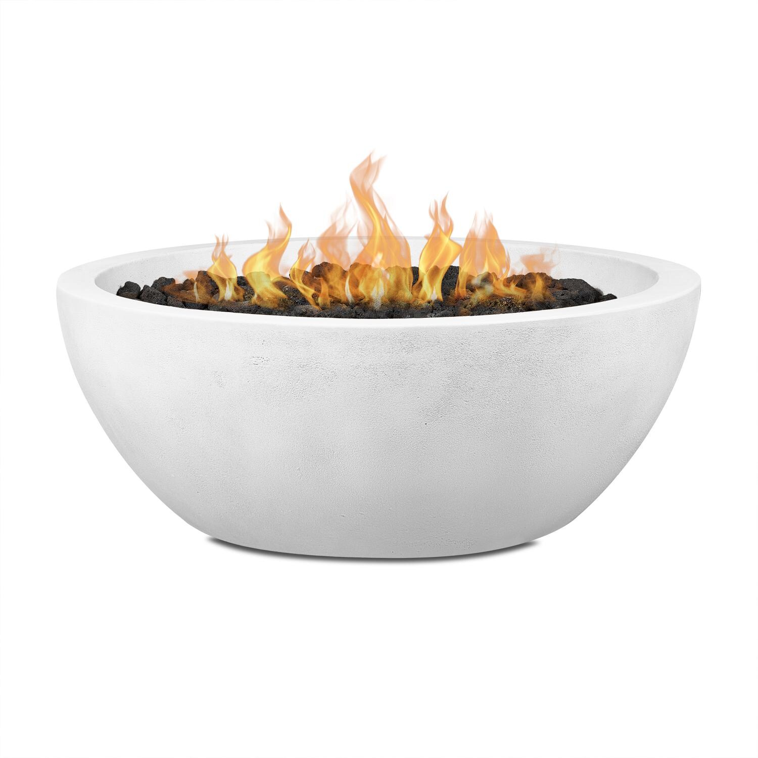 Dustyview 42-in Rectangular Concrete Natural Gas Fire Bowl in Chalk by BBQGuys Signature - White Background thumbnail