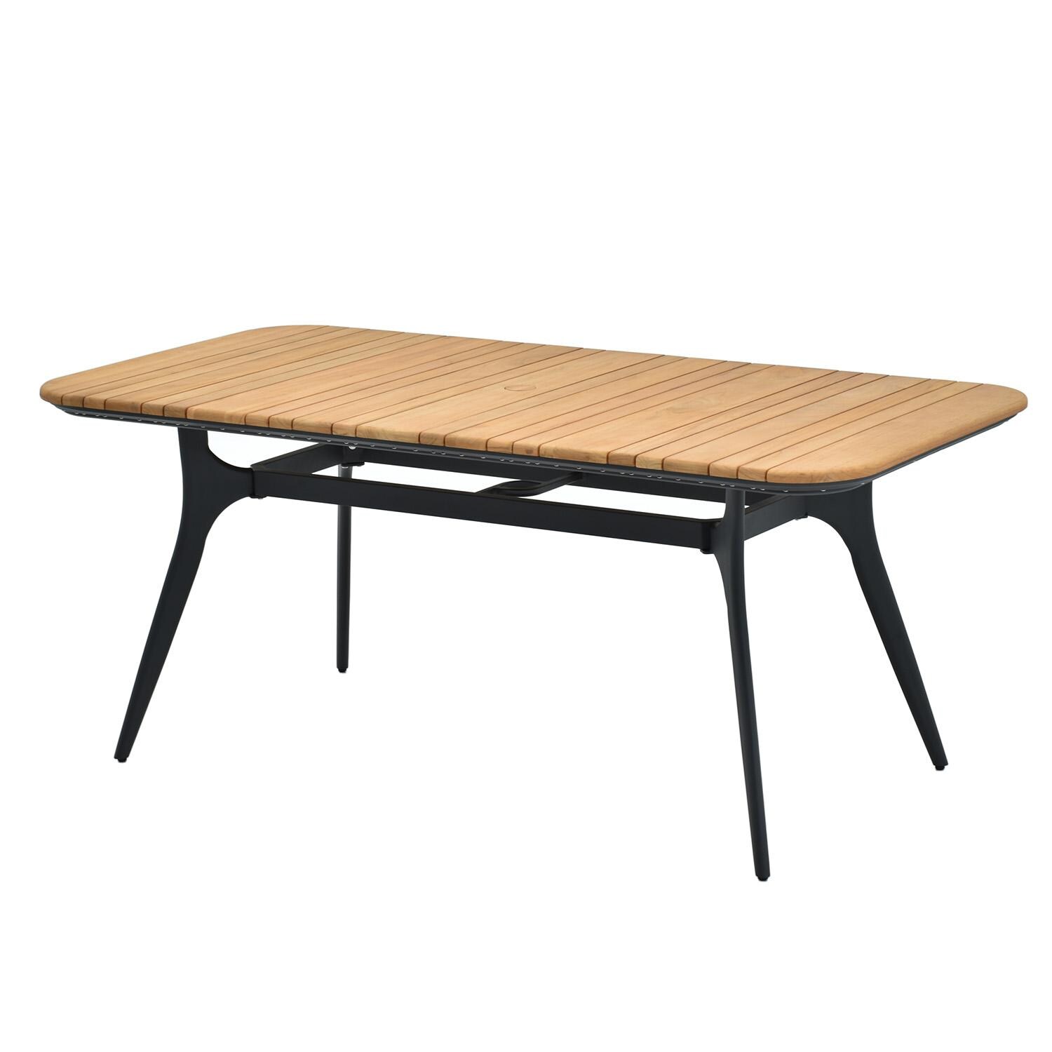 Lakeview Outdoor Designs LV-3410-7 Dove Cay 5 Pc Aluminum Dining Set in Gray By Lakeview - Table Angled View - White Background thumbnail