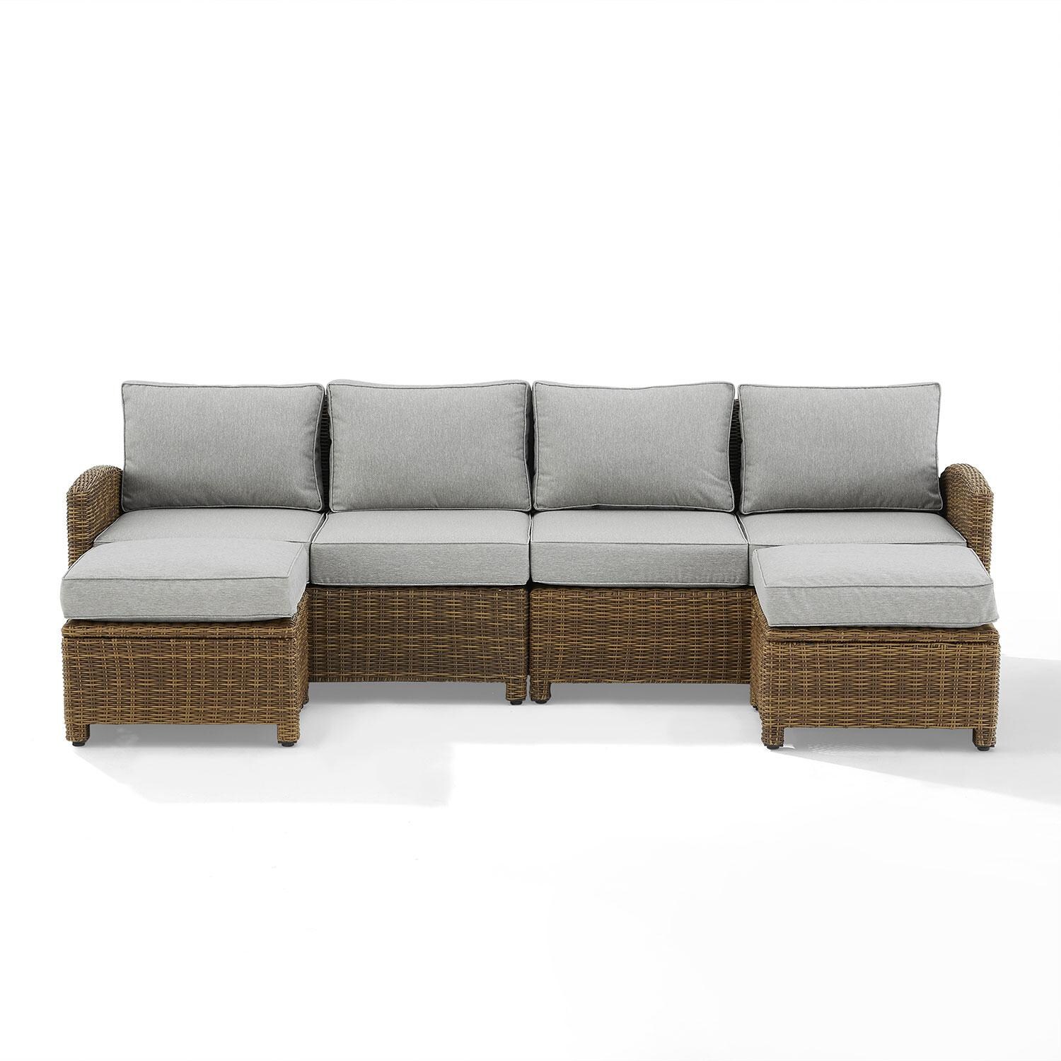 Ultimate Patio UP-92420WB-GY 4Pc Wicker Outdoor Sectional Patio Furniture Set in Gray - Front View - White Background