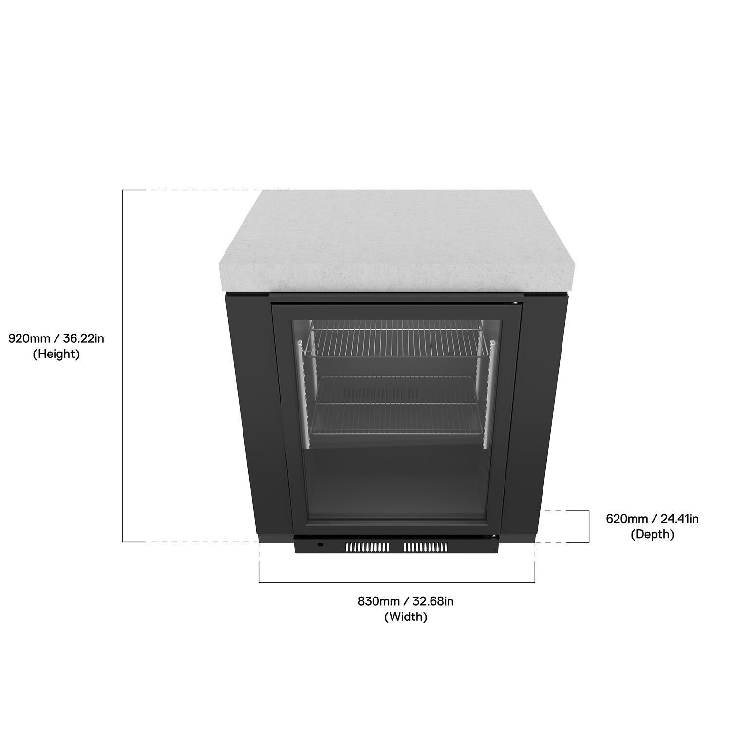 Everdure Marine Grade Cabinet Module w/ Beverage Cooler in Black - Dimensions thumbnail